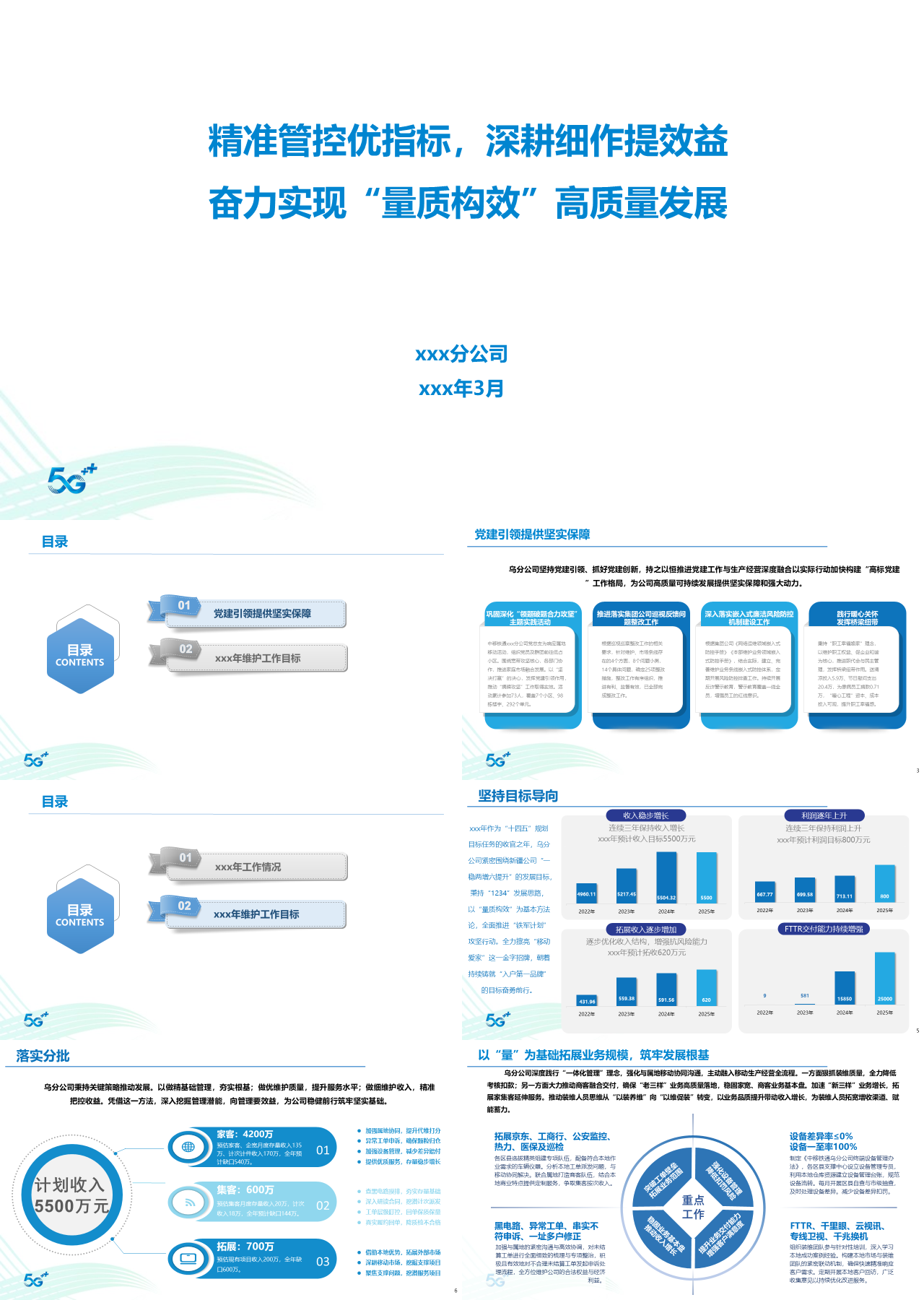 标准静态蓝色工作汇报深耕细作提效益奋力实现量质构效高质量发展