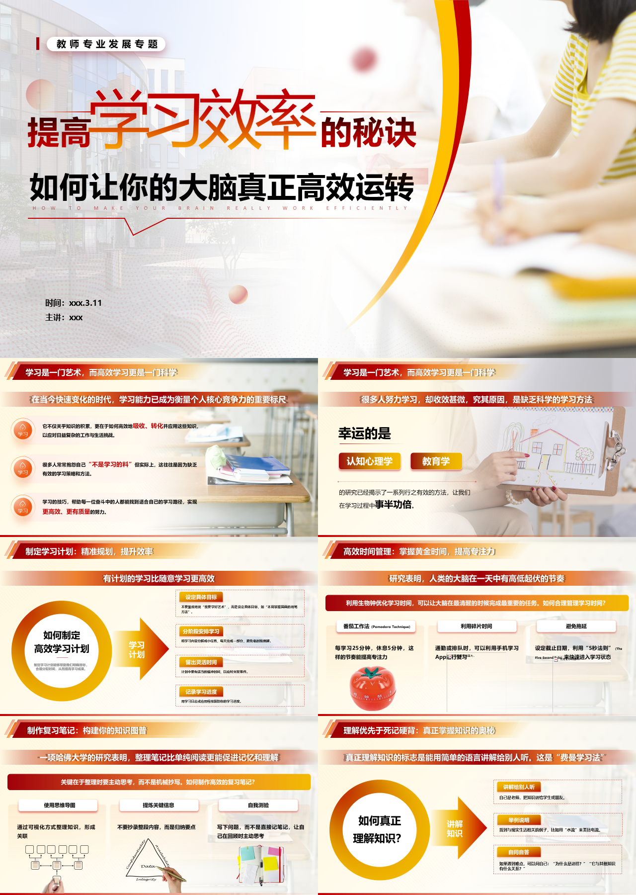 精美静态橙色工作汇报教师专业发展专题