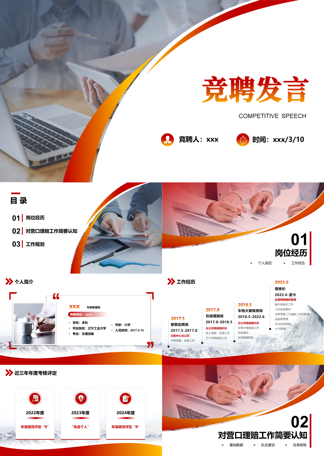 精美静态橙色岗位竞聘发言