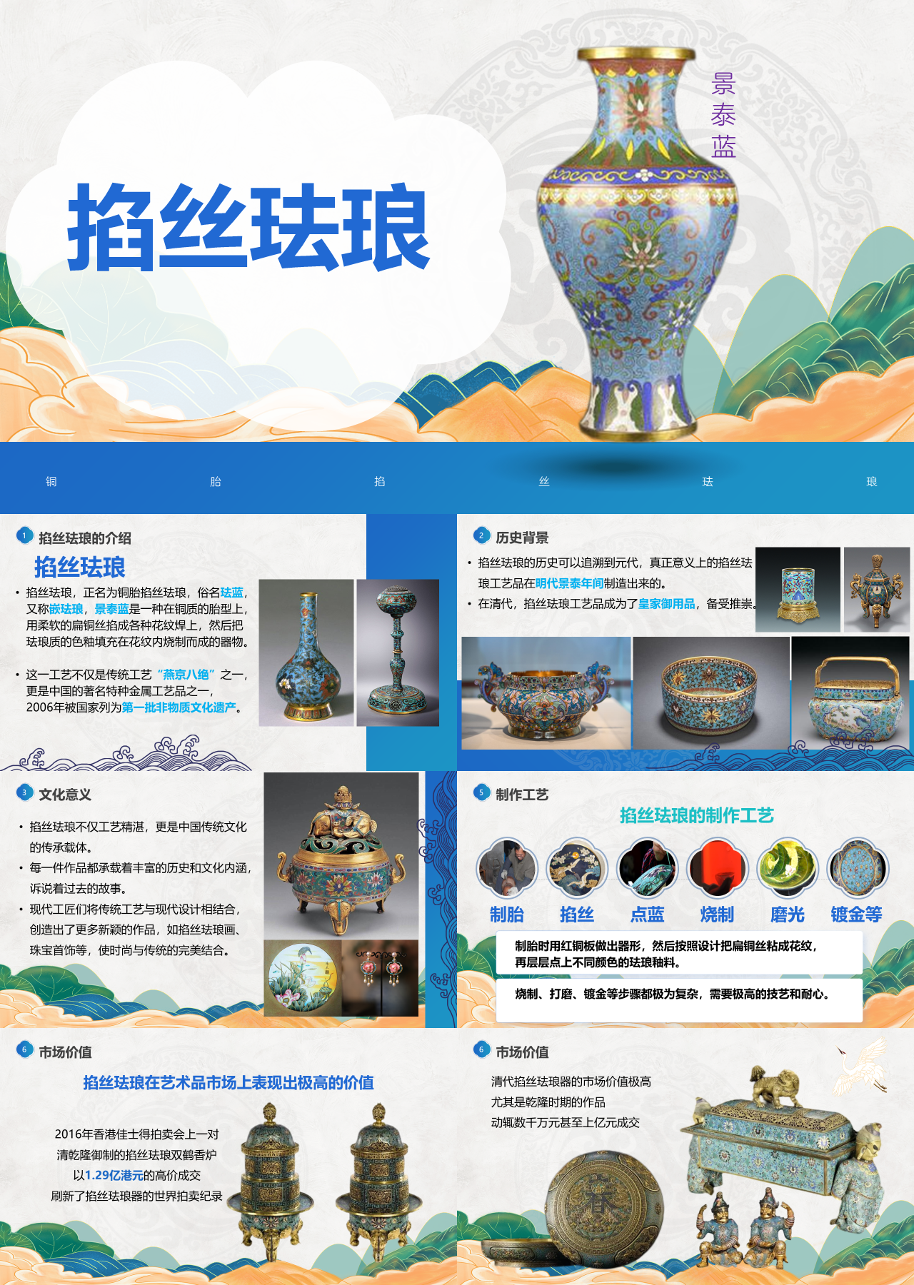 标准静态蓝色营销策划掐丝珐琅