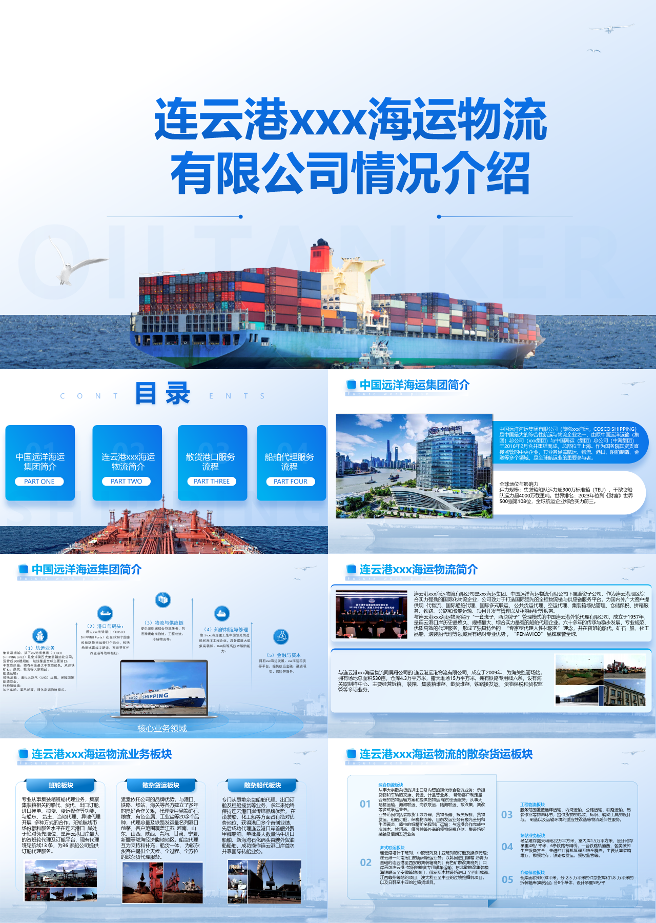 标准静态蓝色企业宣传海运物流有限公司情况介绍