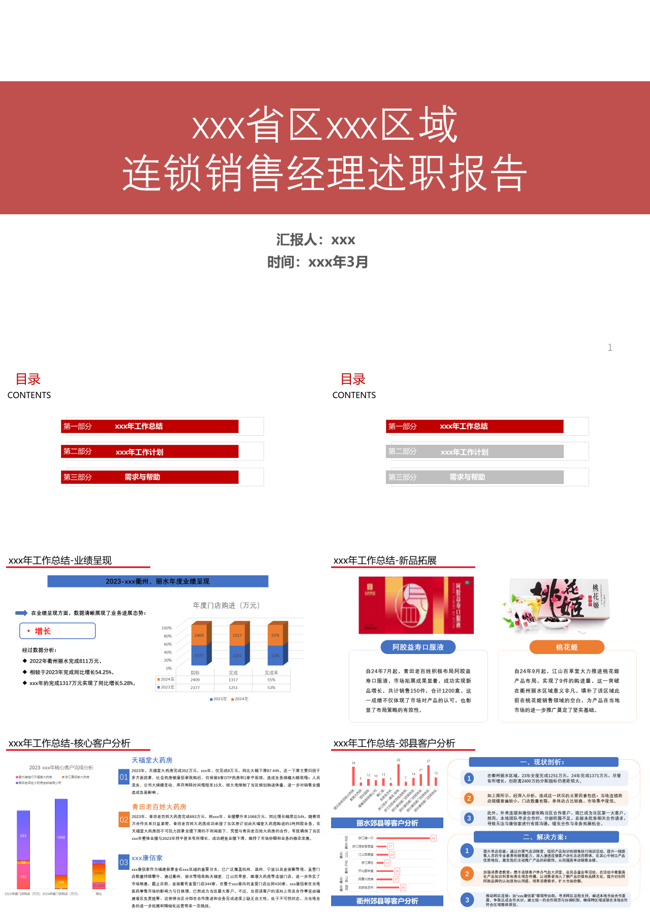 标准静态红色连锁销售经理述职报告