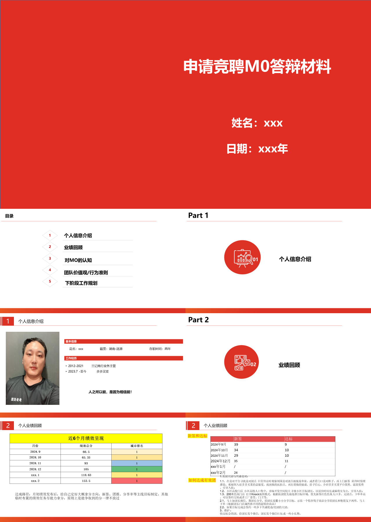 标准静态红色岗位竞聘申请竞聘M0答辩材料