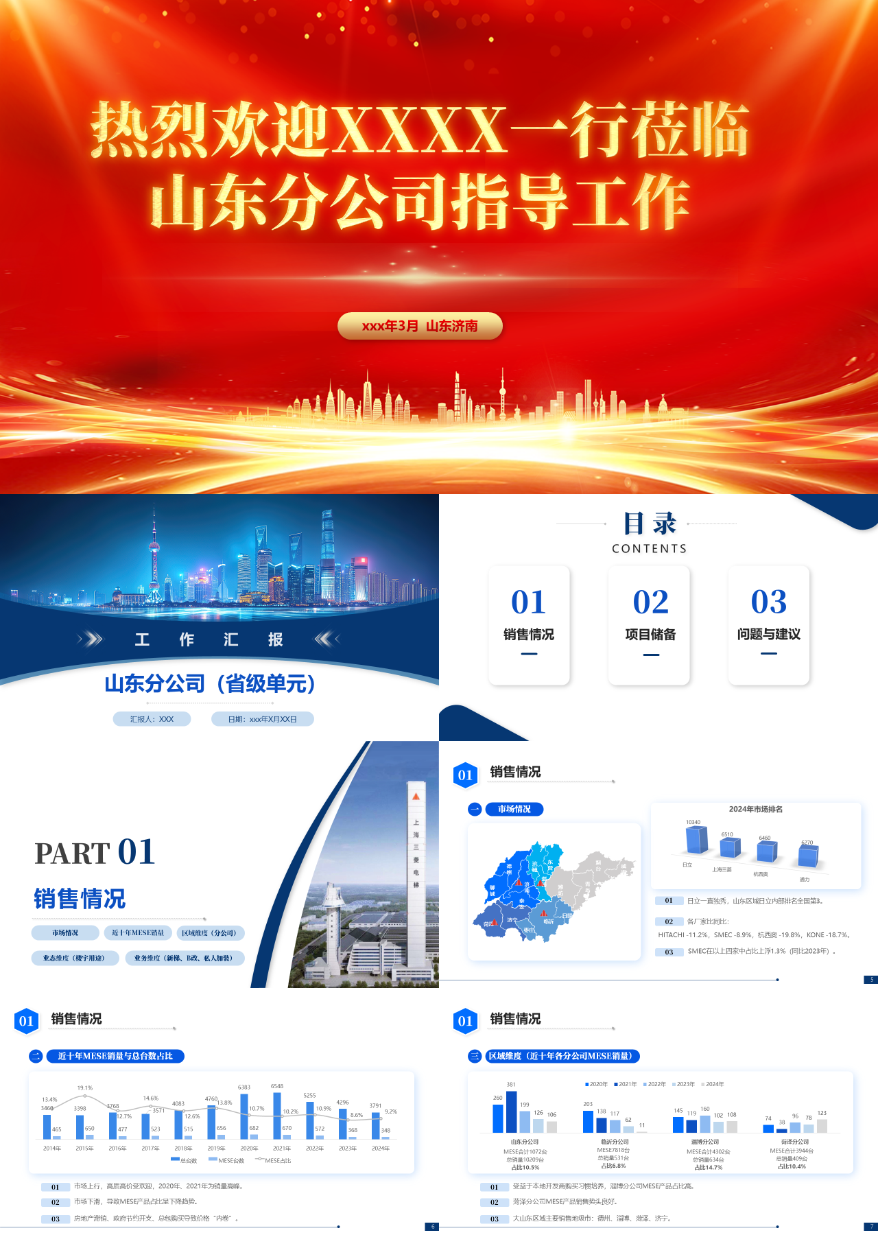 标准静态蓝色工作汇报山东分公司
