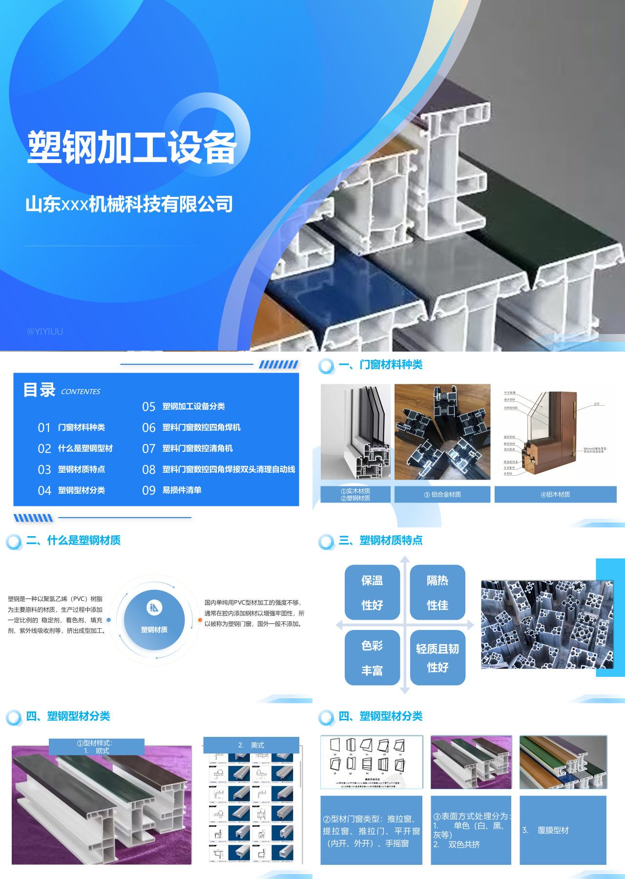 标准静态蓝色工作汇报塑钢加工设备