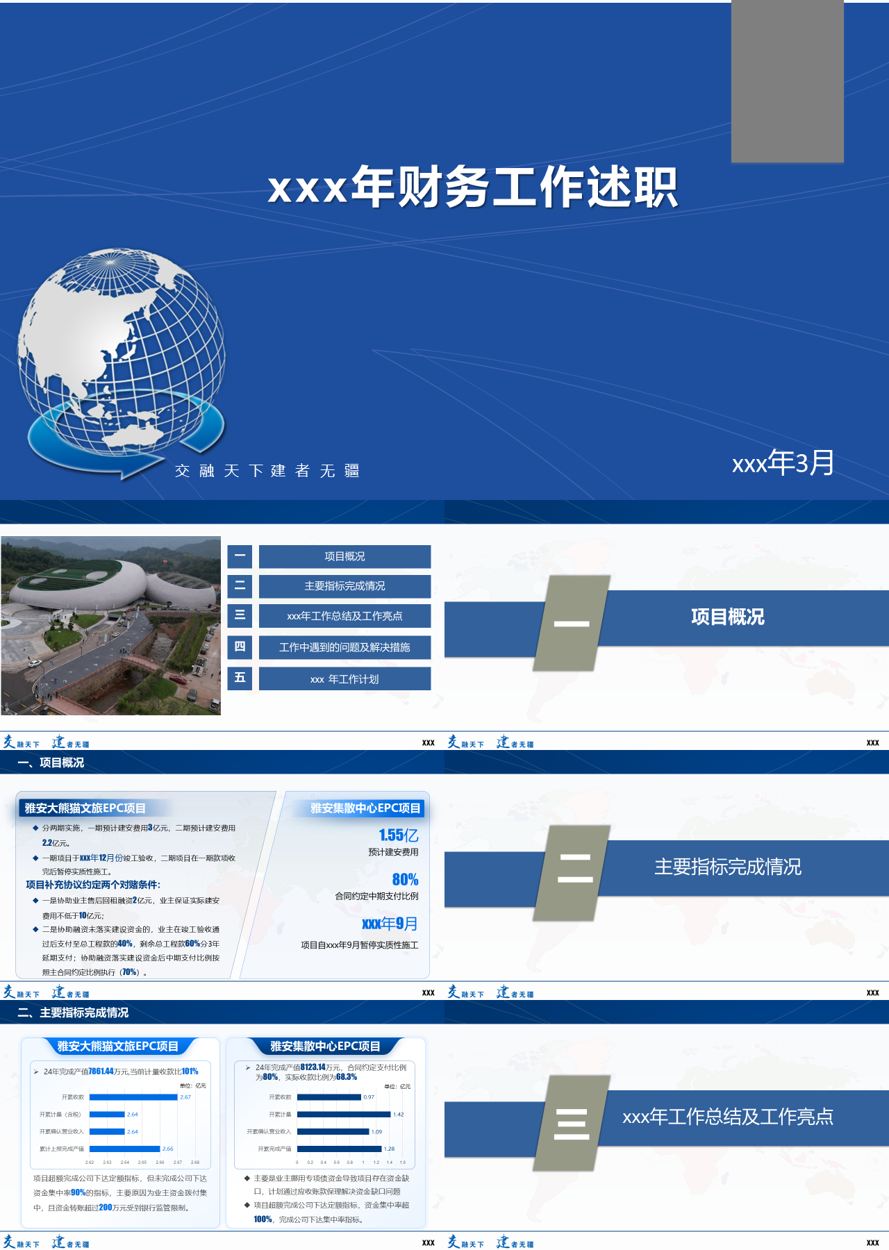 标准静态蓝色财务工作述职