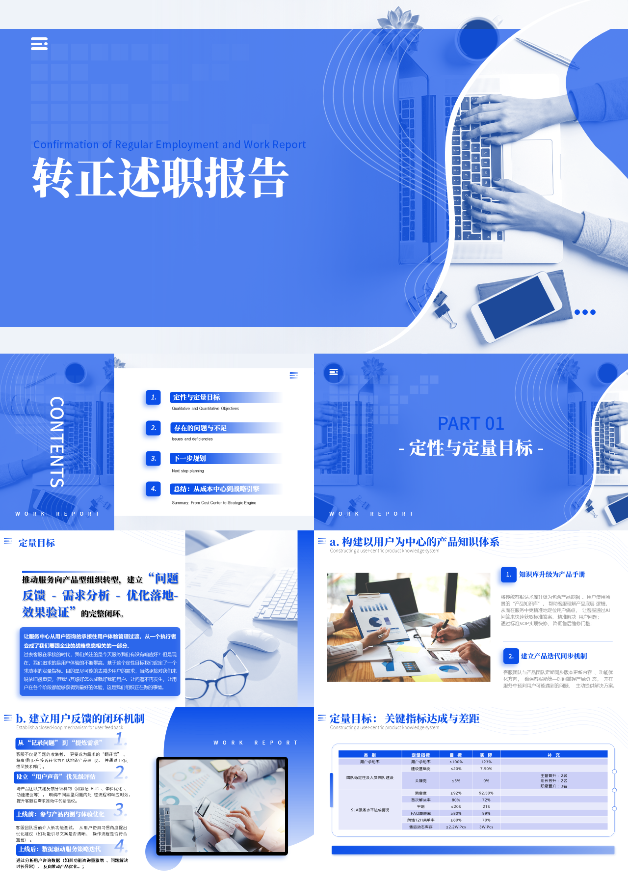 标准静态蓝色转正述职报告