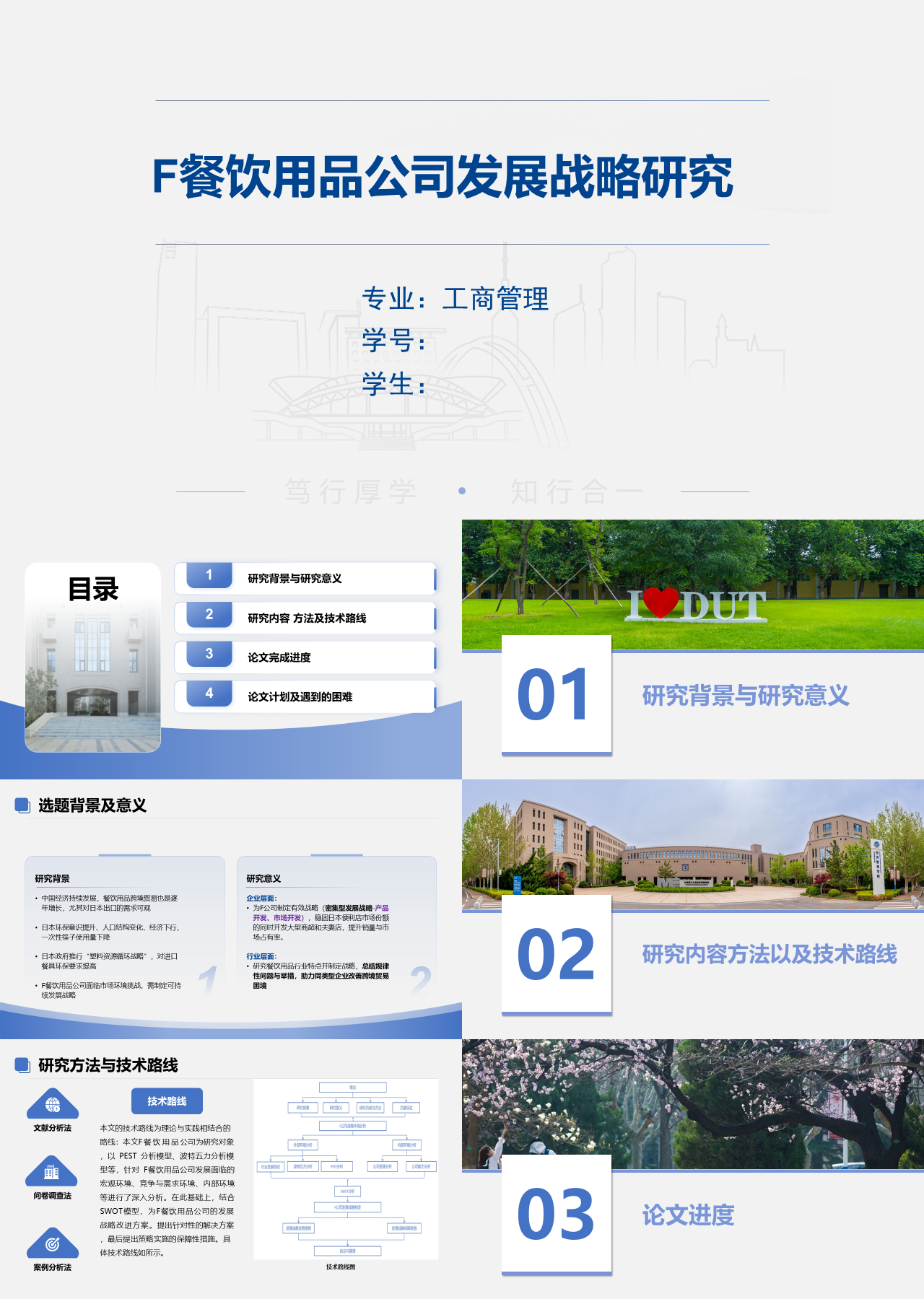 标准静态蓝色论文答辩F餐饮用品公司发展战略研究