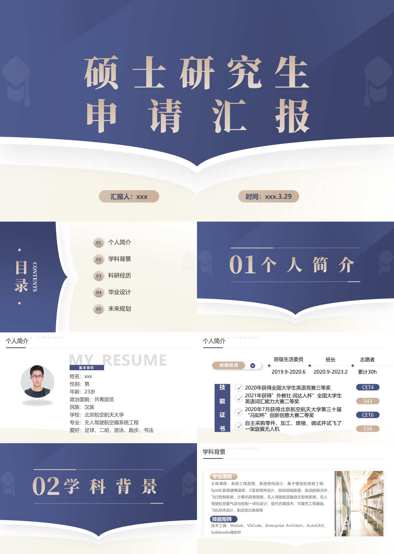 标准静态简约自我介绍硕士研究生