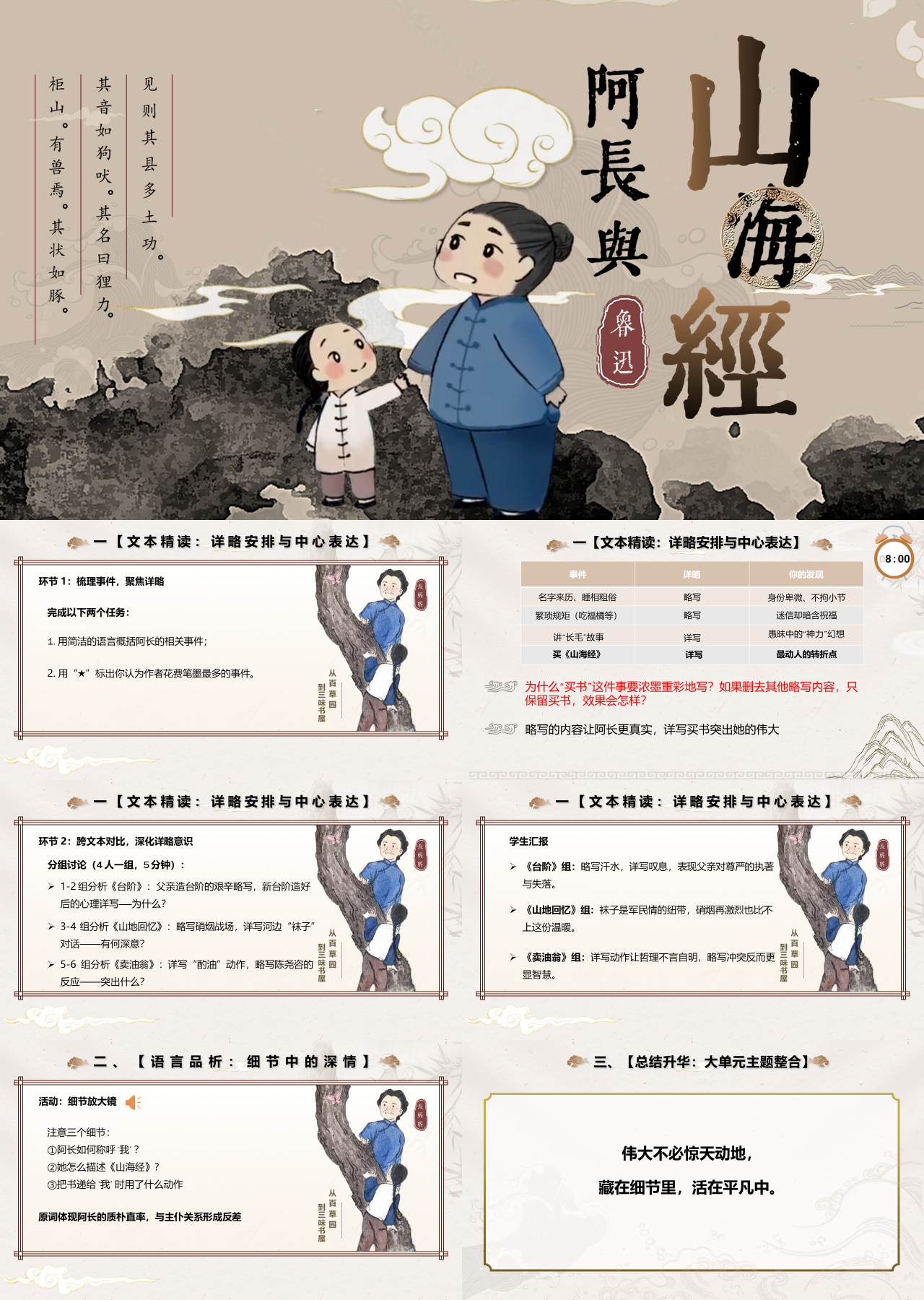 标准静态中国风主题教育阿长与山海经