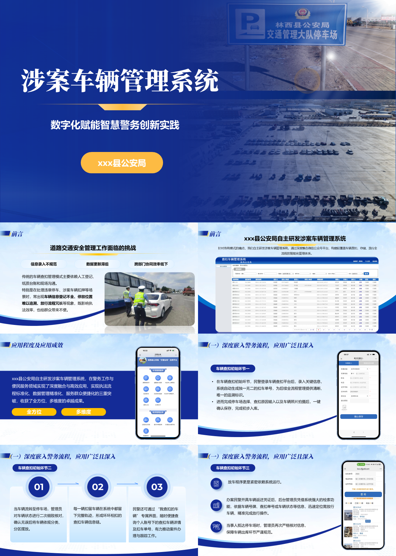 标准静态蓝色工作汇报案车辆管理系统