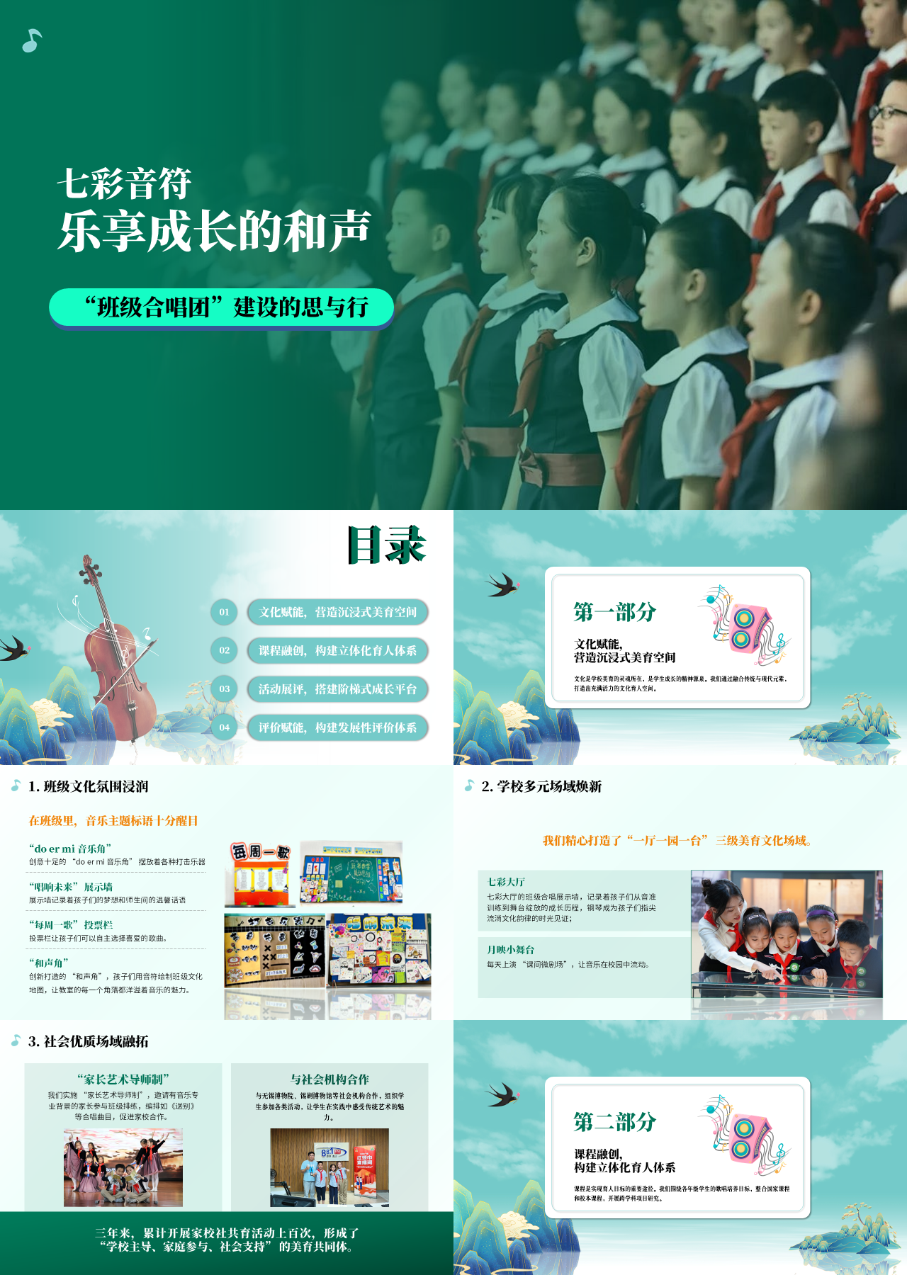 标准静态绿色工作汇报班级合唱团建设的思与行