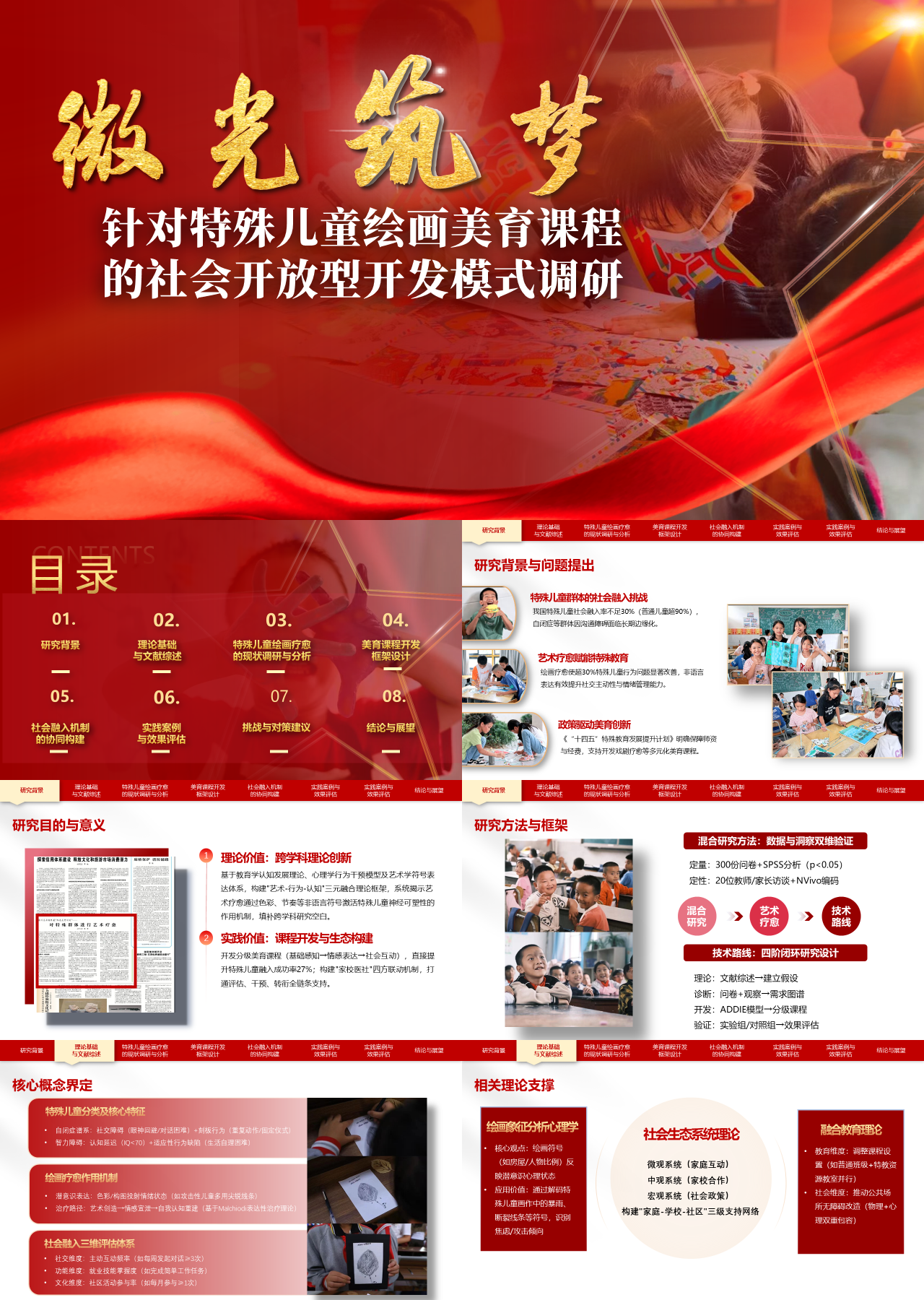 精美静态红色营销策划针对特殊儿童绘画美育课程的社会开放型开发模式调研