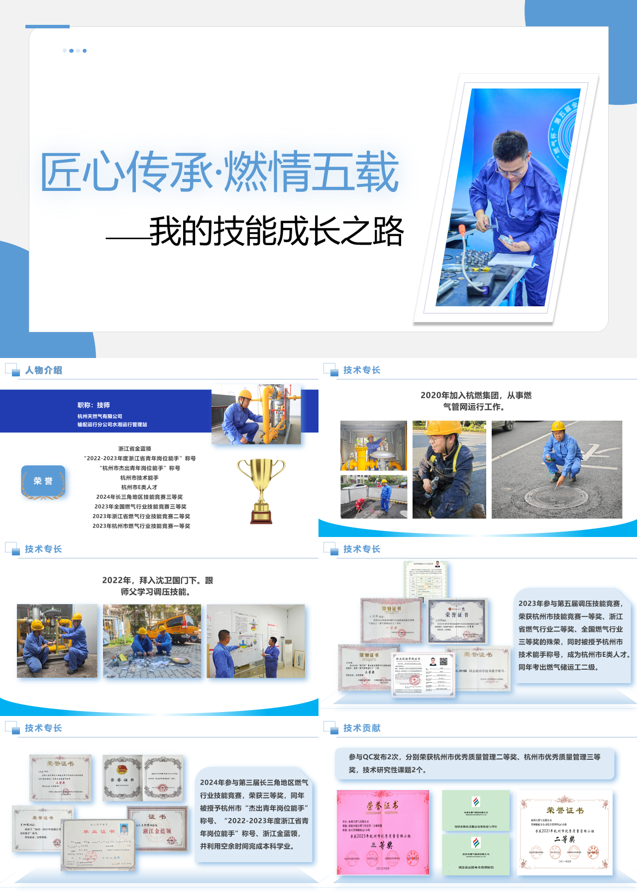标准静态蓝色自我介绍我的技能成长之路