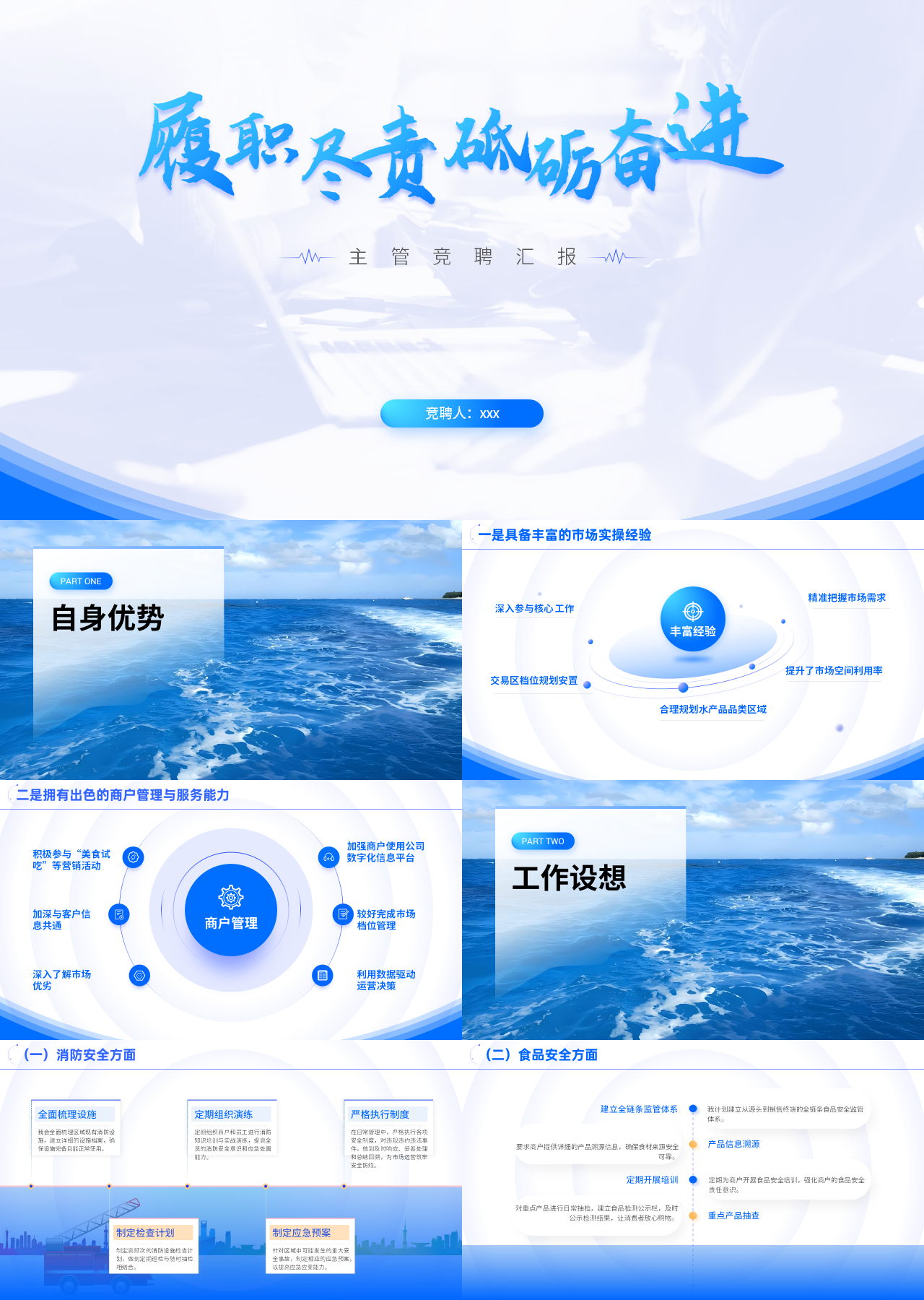 精美静态蓝色岗位竞聘主管竞聘汇报