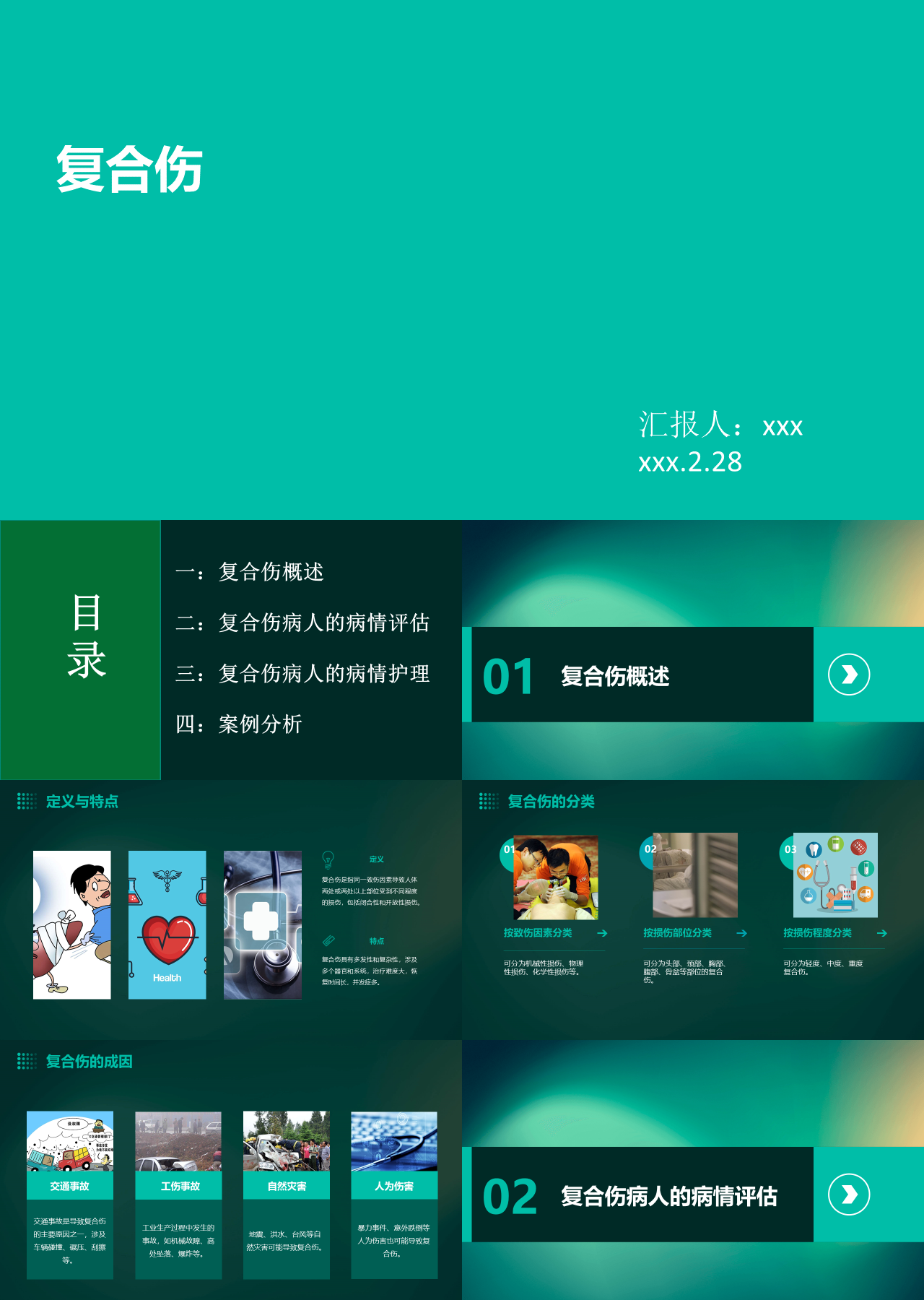 标准静态绿色工作汇报复合伤