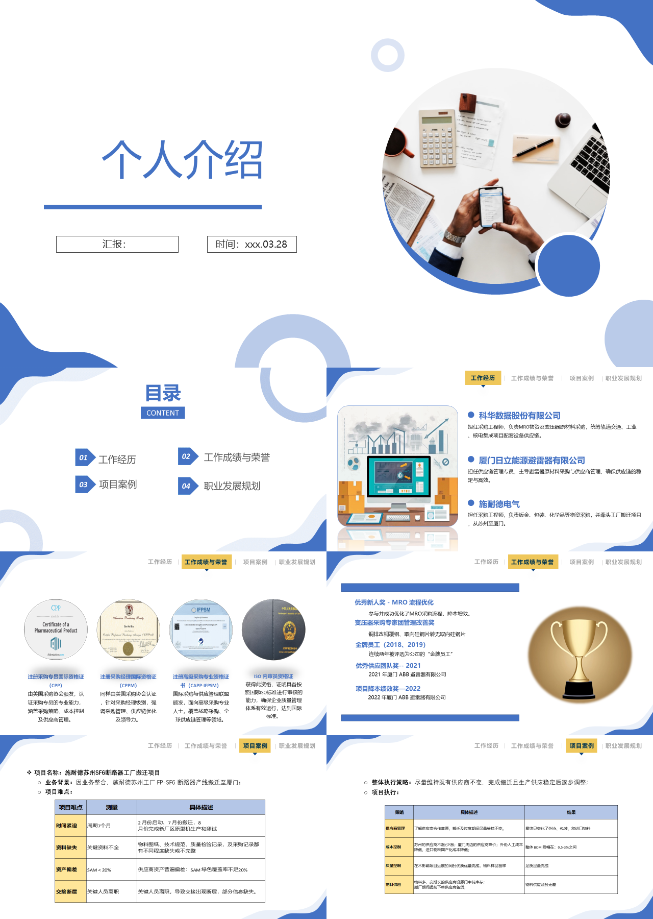 标准静态蓝色个人简历