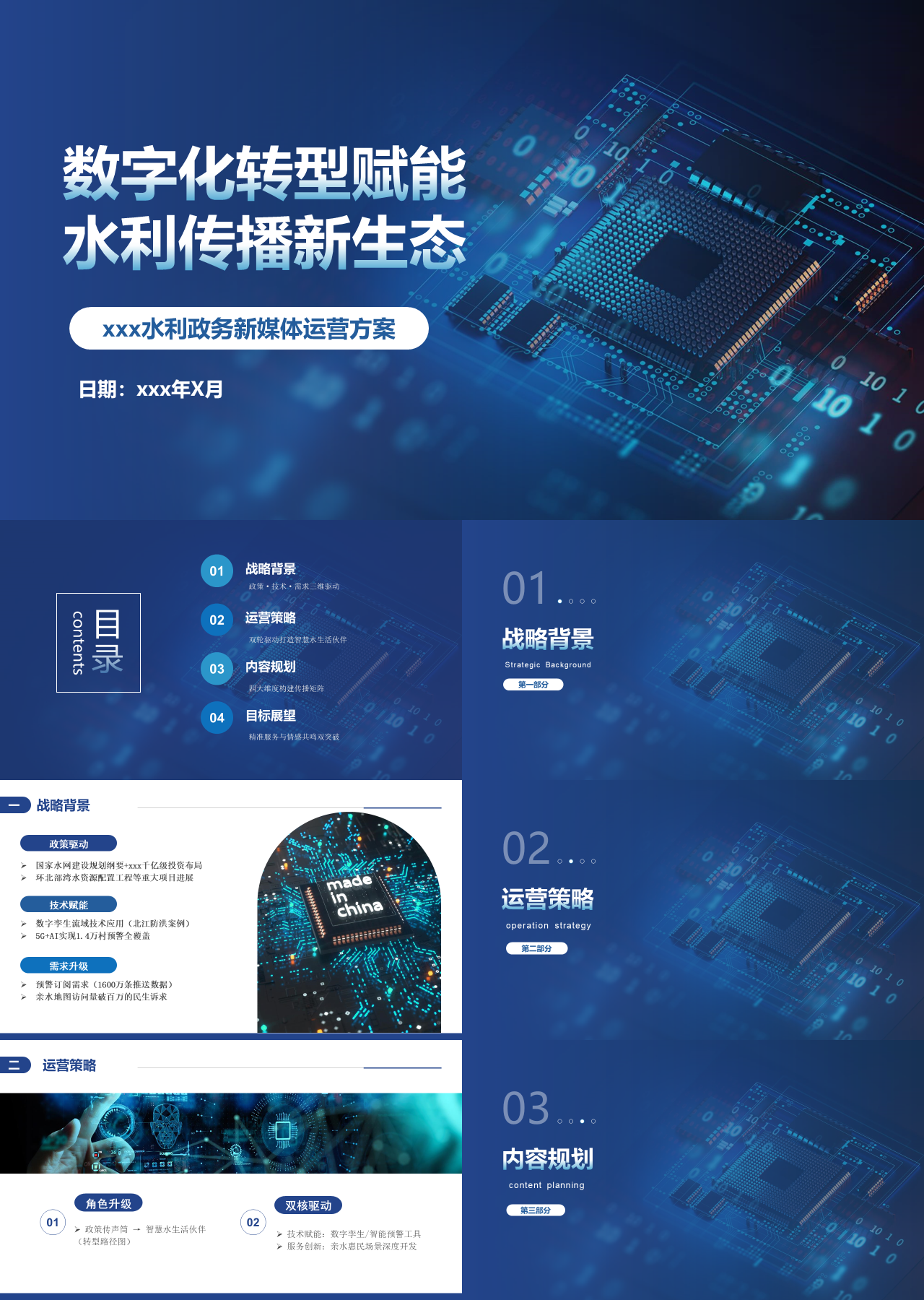 标准静态蓝色营销策划水利政务新媒体运营方案