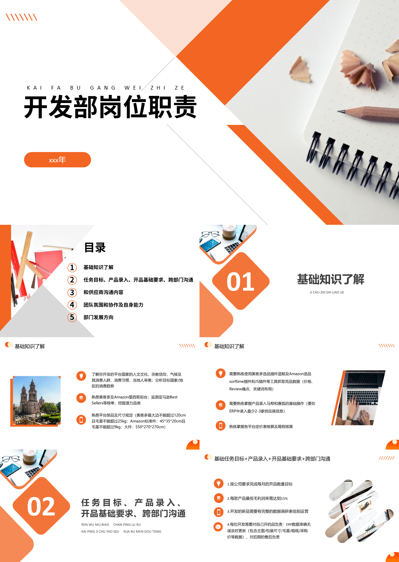 标准静态橙色工作汇报开发部岗位职责