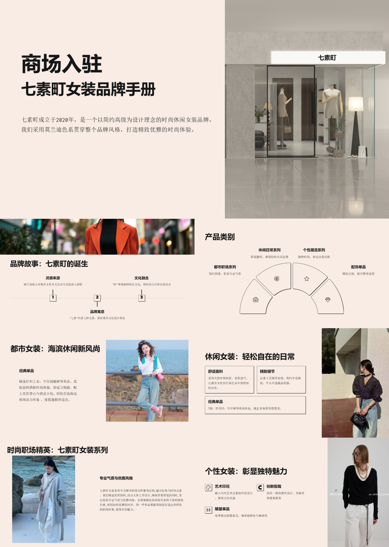 标准静态蓝色营销策划七素町女装品牌手册