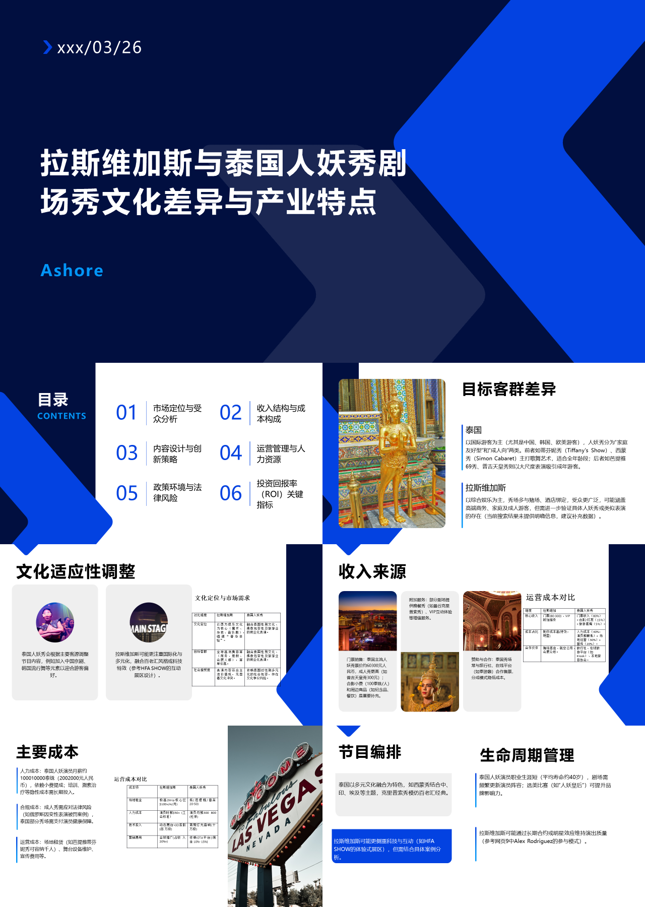 标准静态蓝色营销策划拉斯维加斯与泰国人妖秀剧场秀文化差异与产业特点
