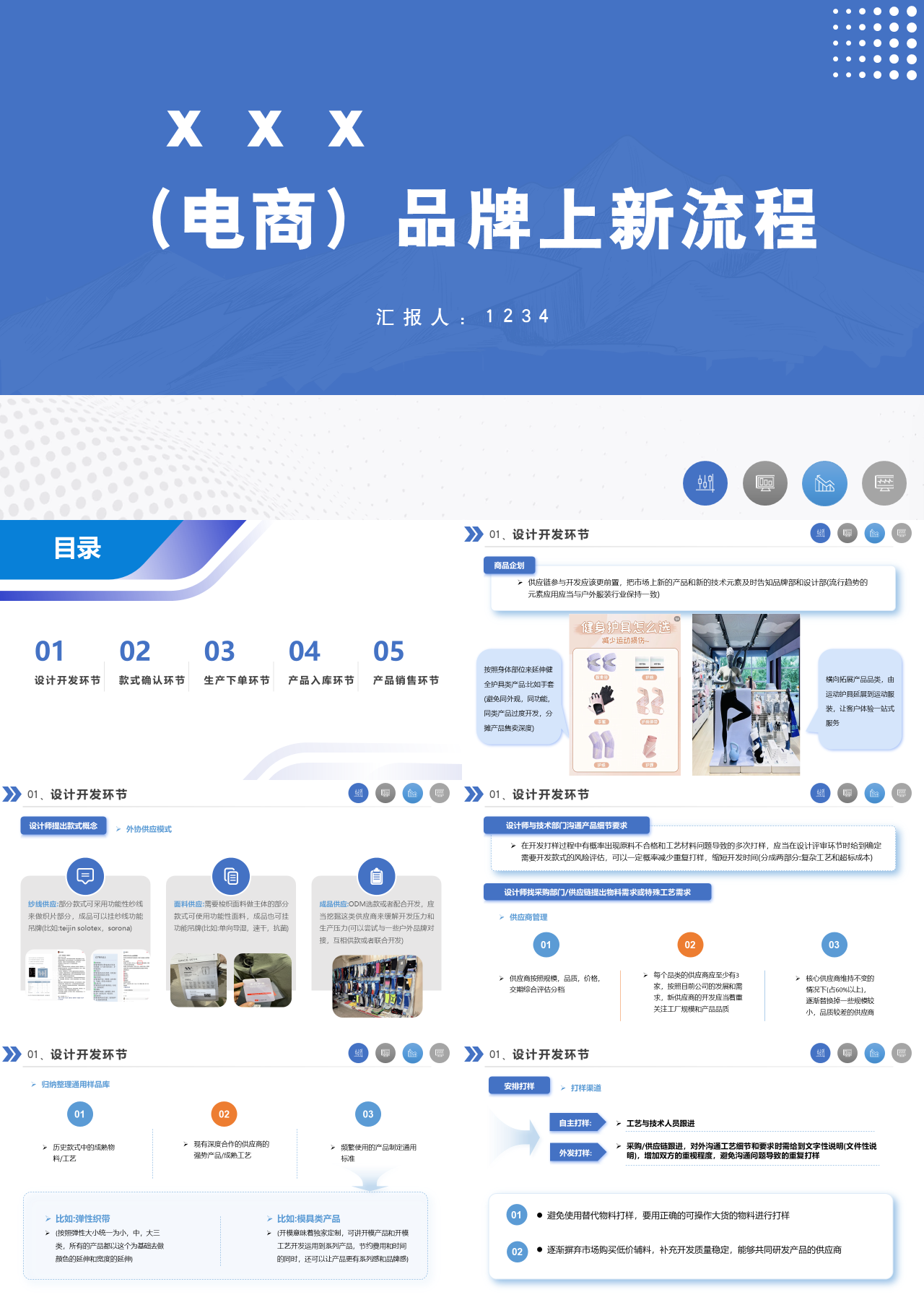 标准静态蓝色工作汇报品牌上新流程