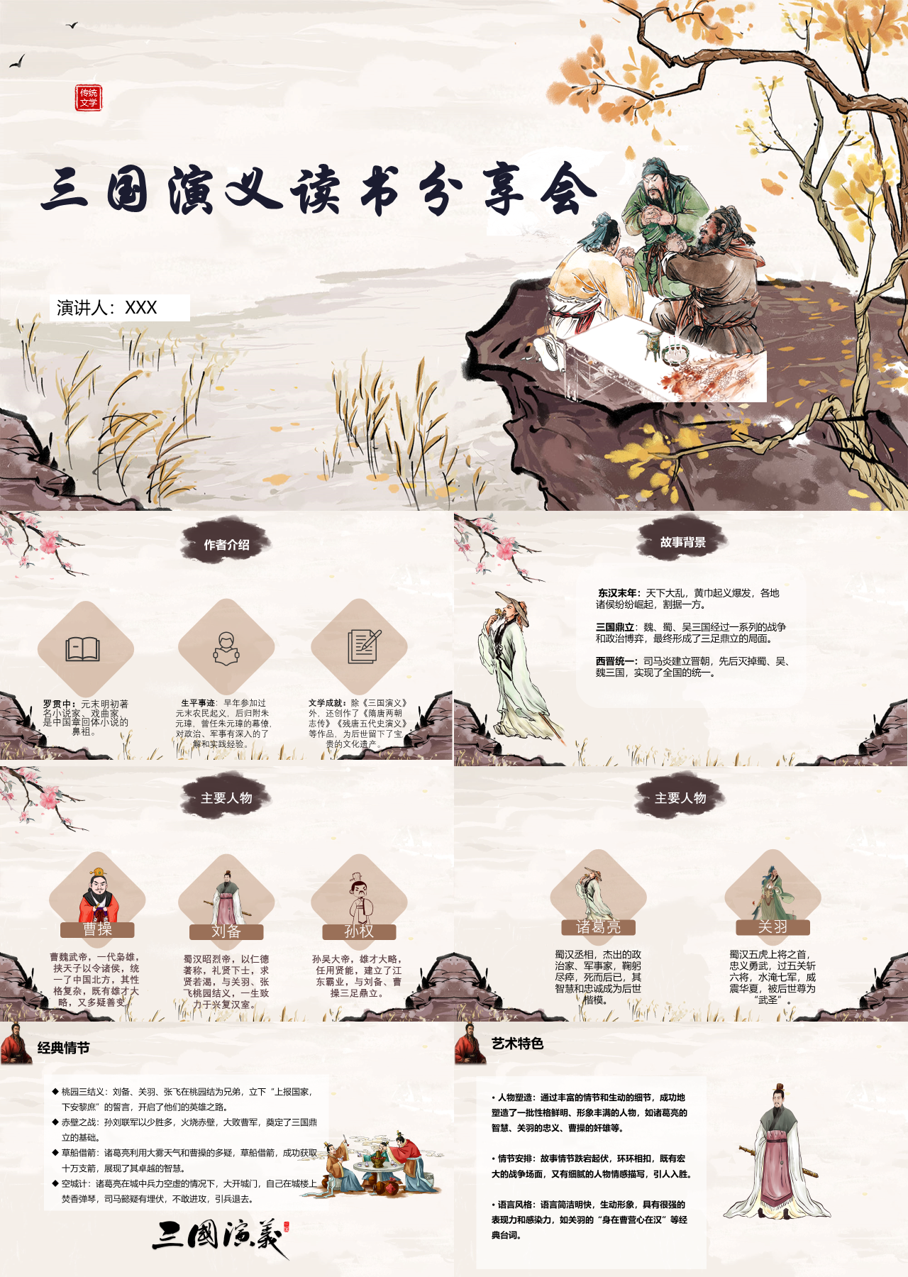标准静态中国风书籍介绍三国演义读书分享