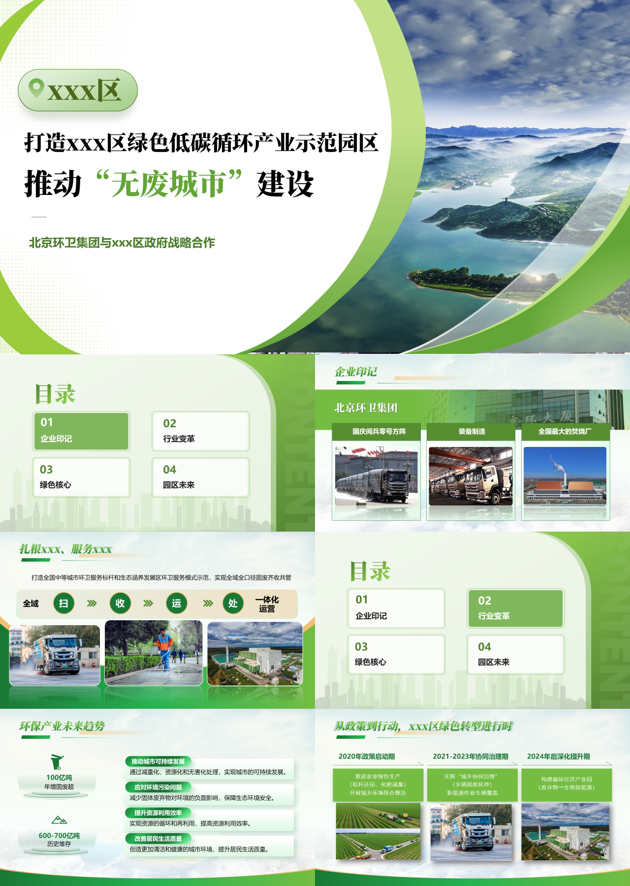 精美静态绿色工作汇报推动无废城市建设