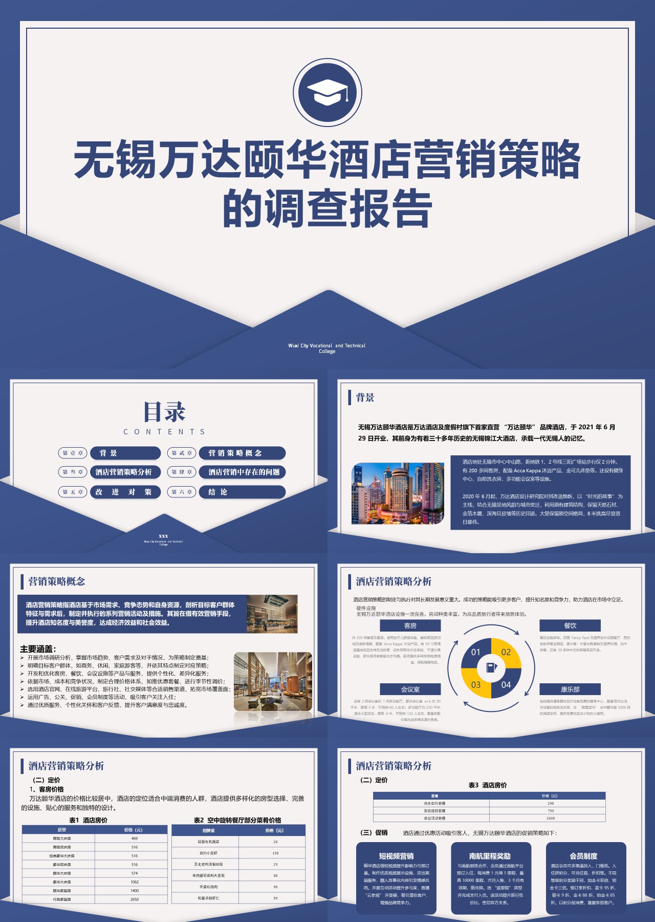 标准静态蓝色论文答辩无锡万达颐华酒店营销策略的调查报告