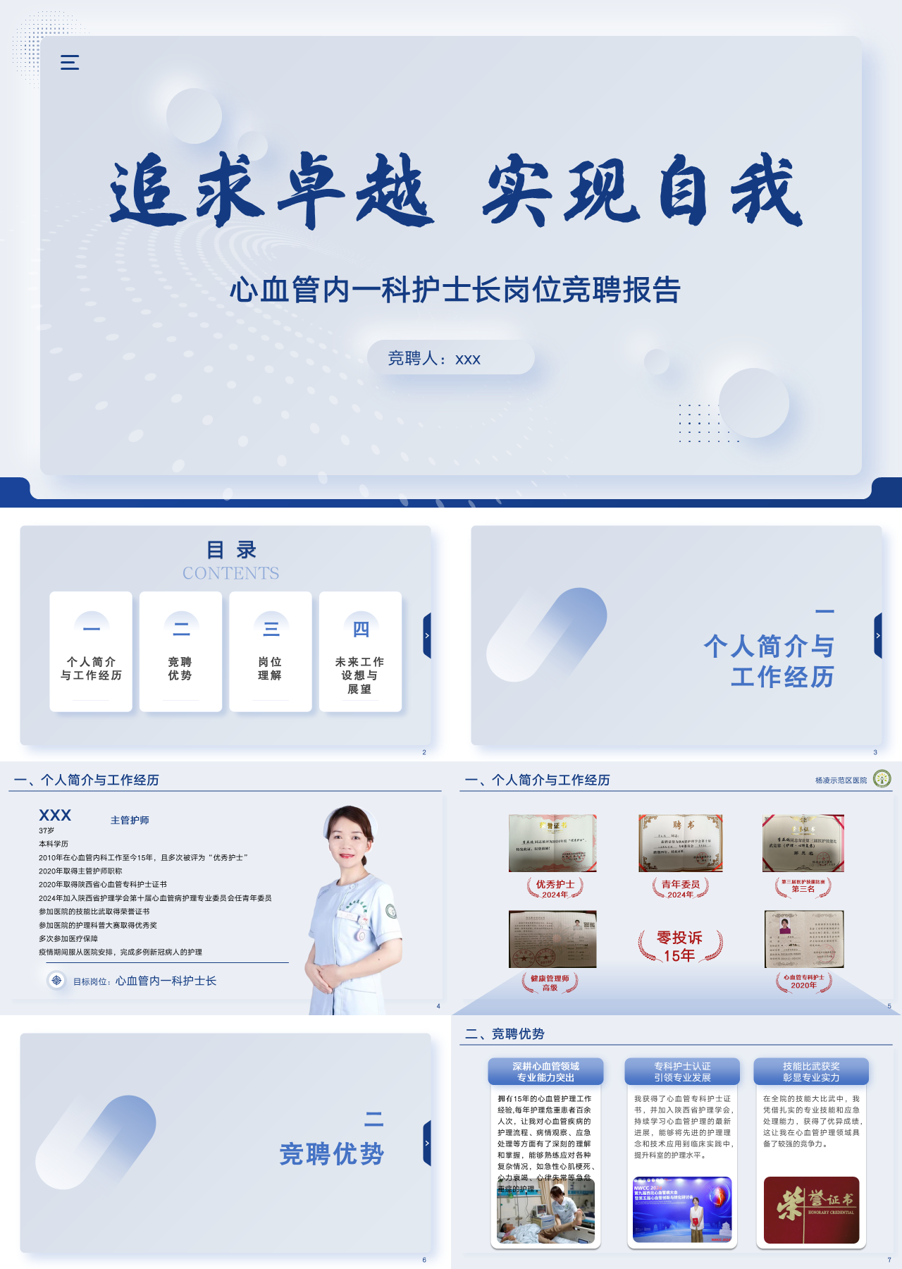 标准静态蓝色岗位竞聘心血管内一科护士长岗位竞聘报告