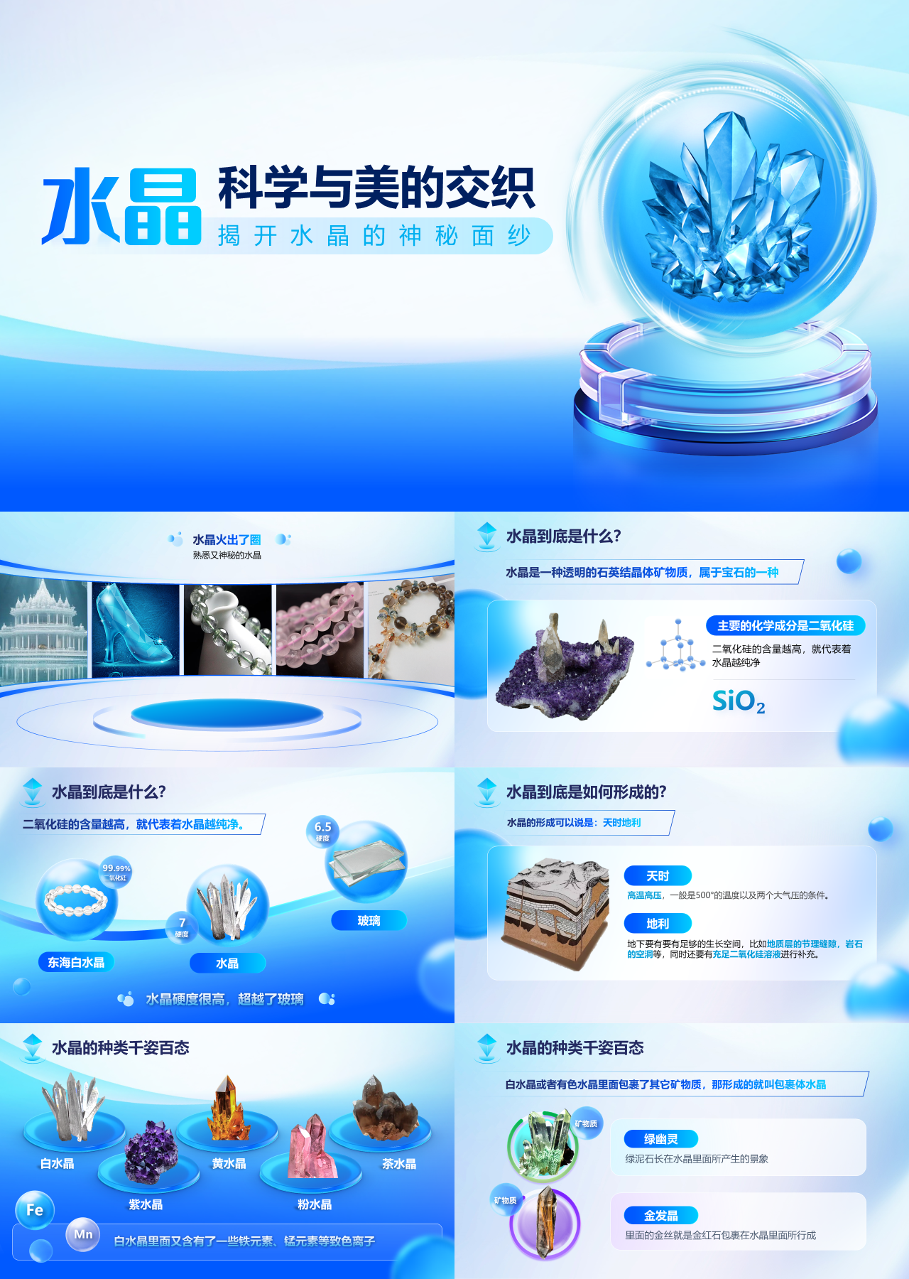 标准动态蓝色主题教育揭开水晶的神秘面纱