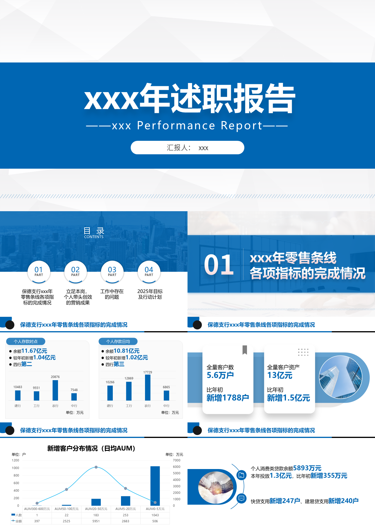 标准静态蓝色述职报告