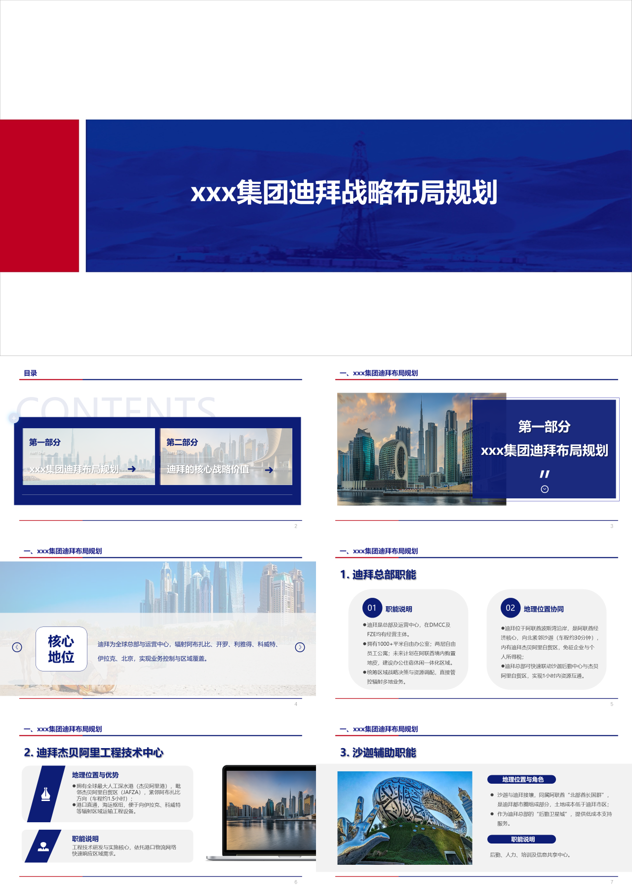 标准静态蓝色工作汇报集团迪拜战略布局规划