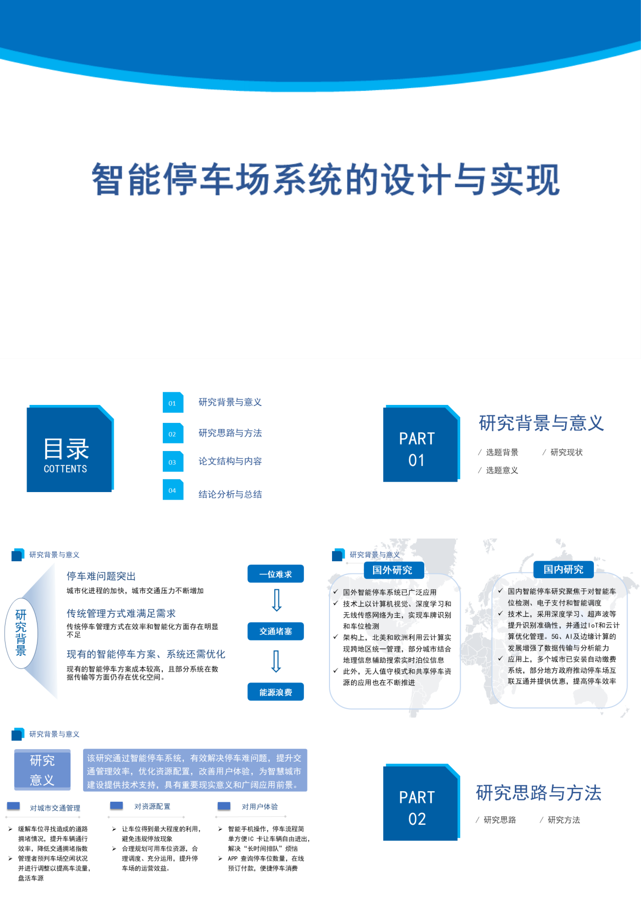 标准静态蓝色论文答辩智能停车场系统的设计与实现