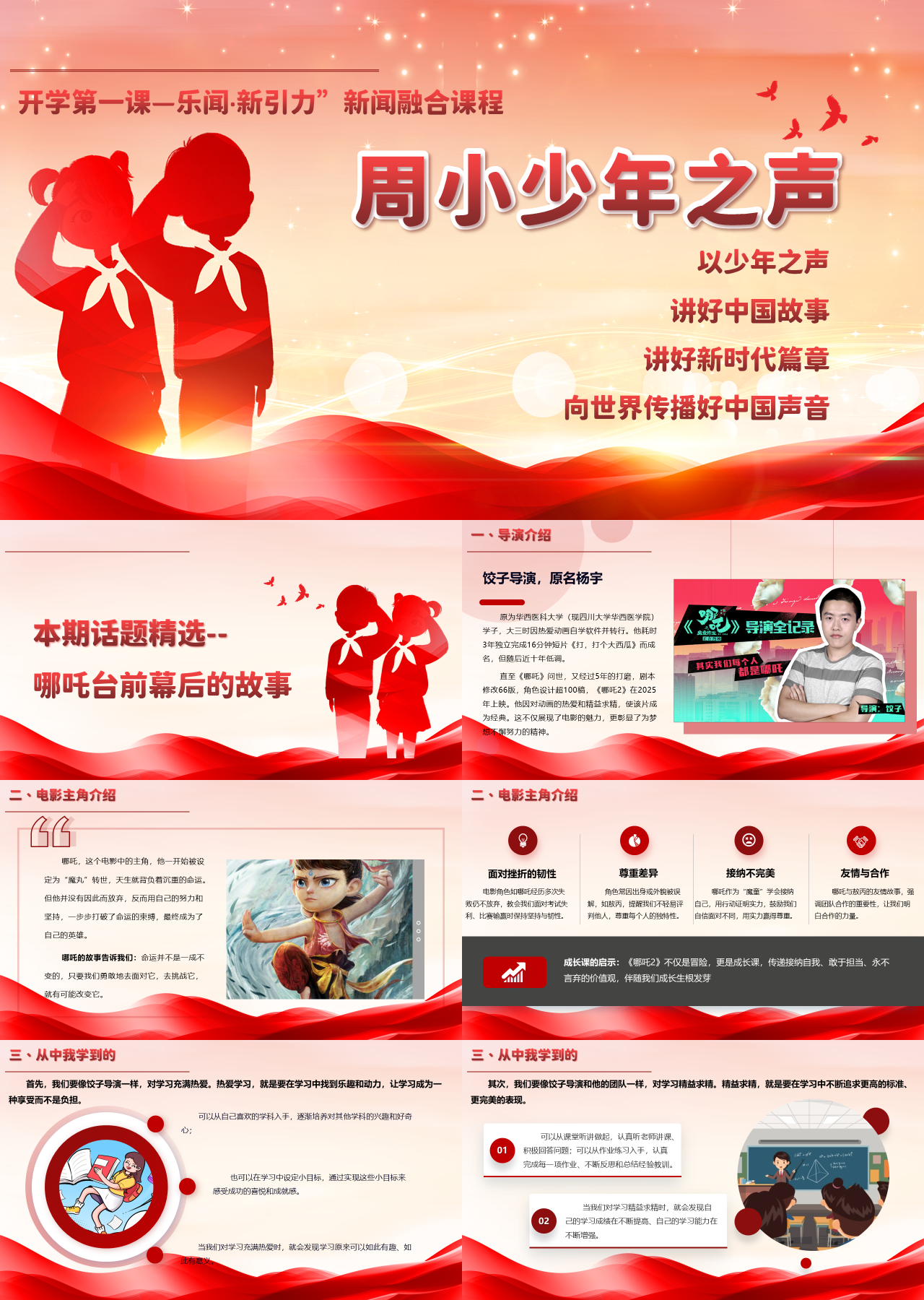 标准动态红色主题演讲哪吒台前幕后
