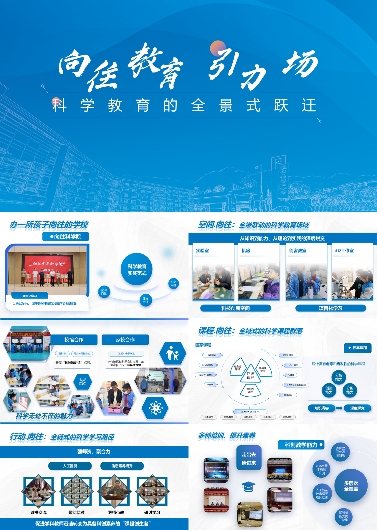 标准动态蓝色工作汇报科学教育的全景式跃迁
