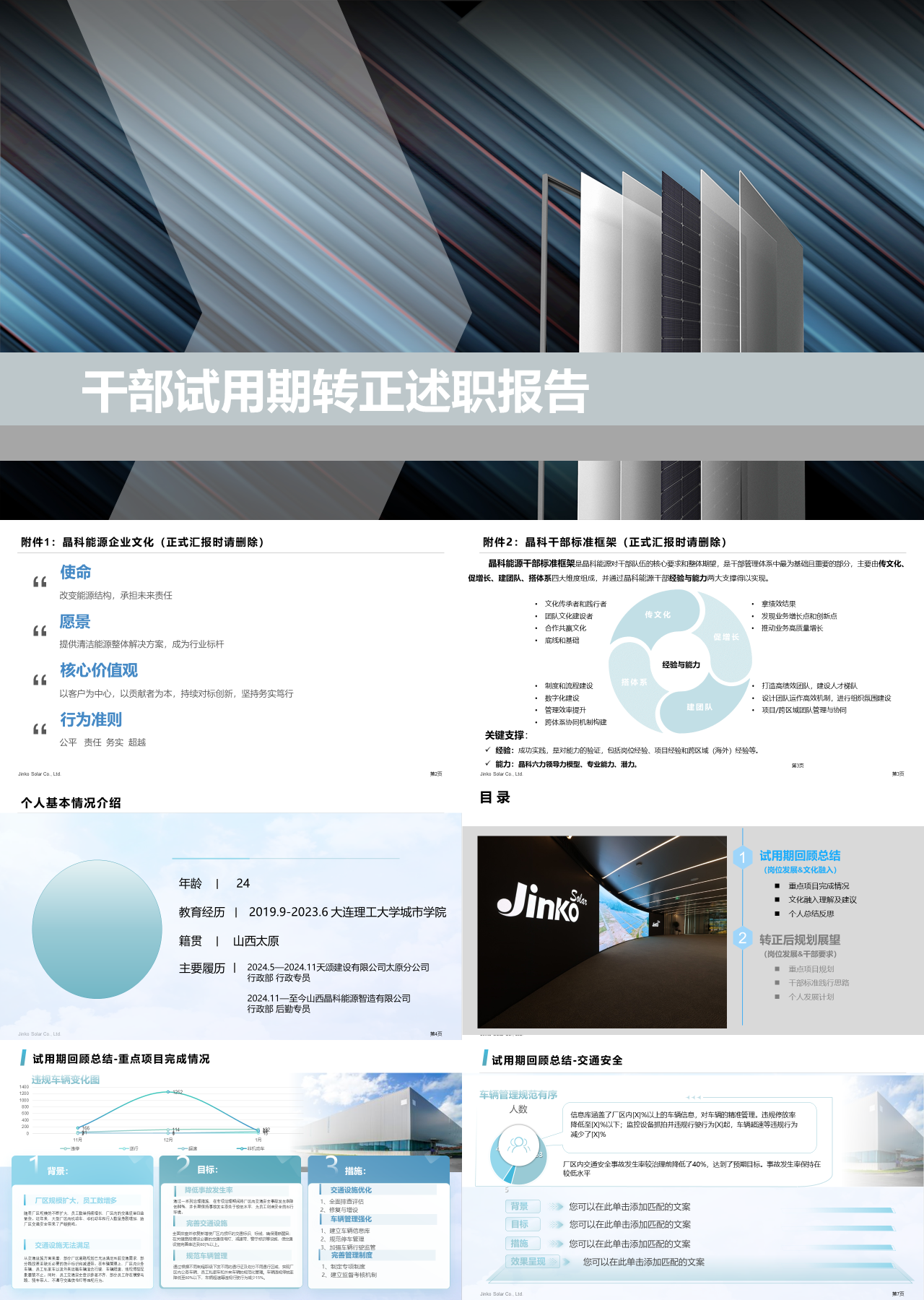 标准静态简约干部试用期转正述职报告