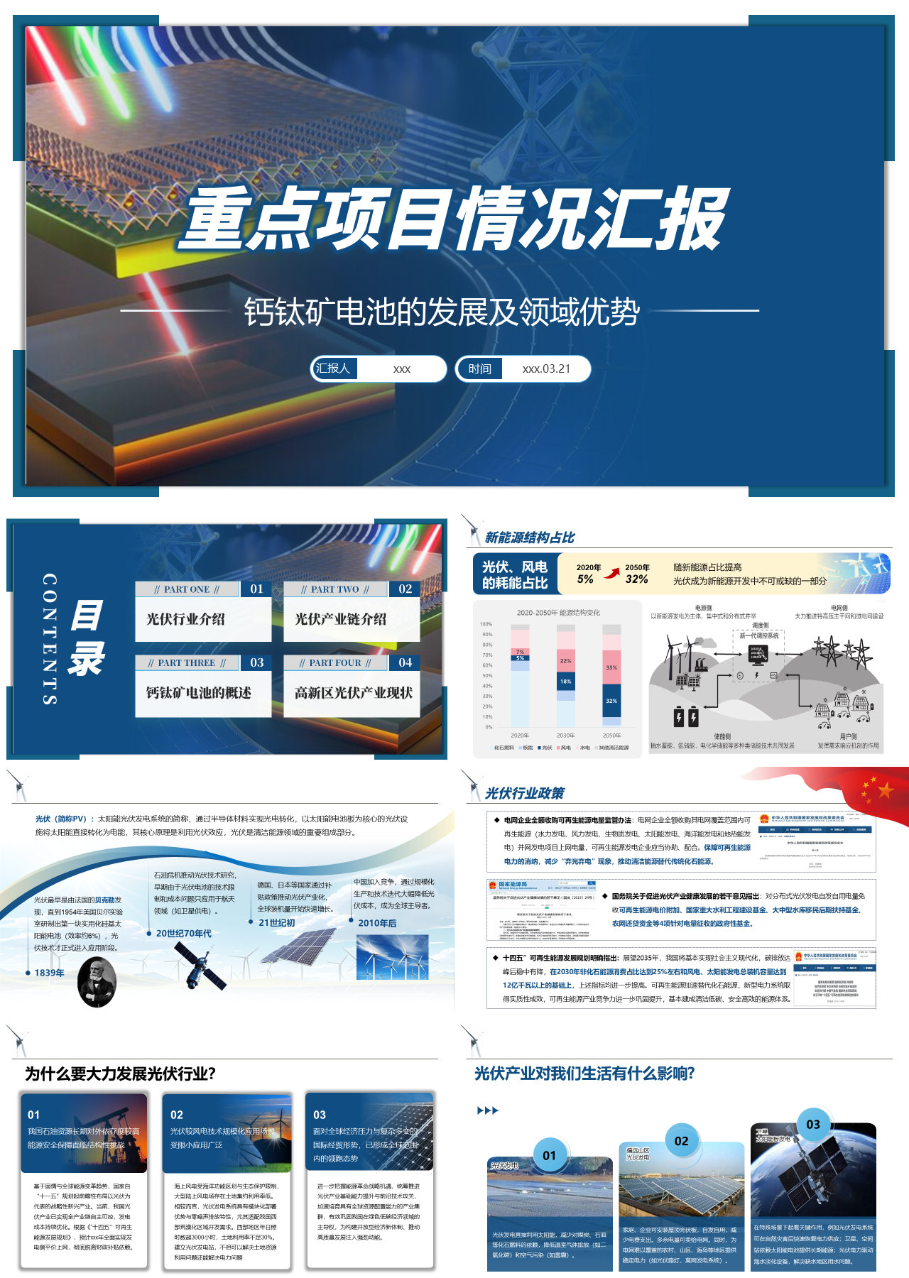 标准静态蓝色工作汇报重点项目情况汇报