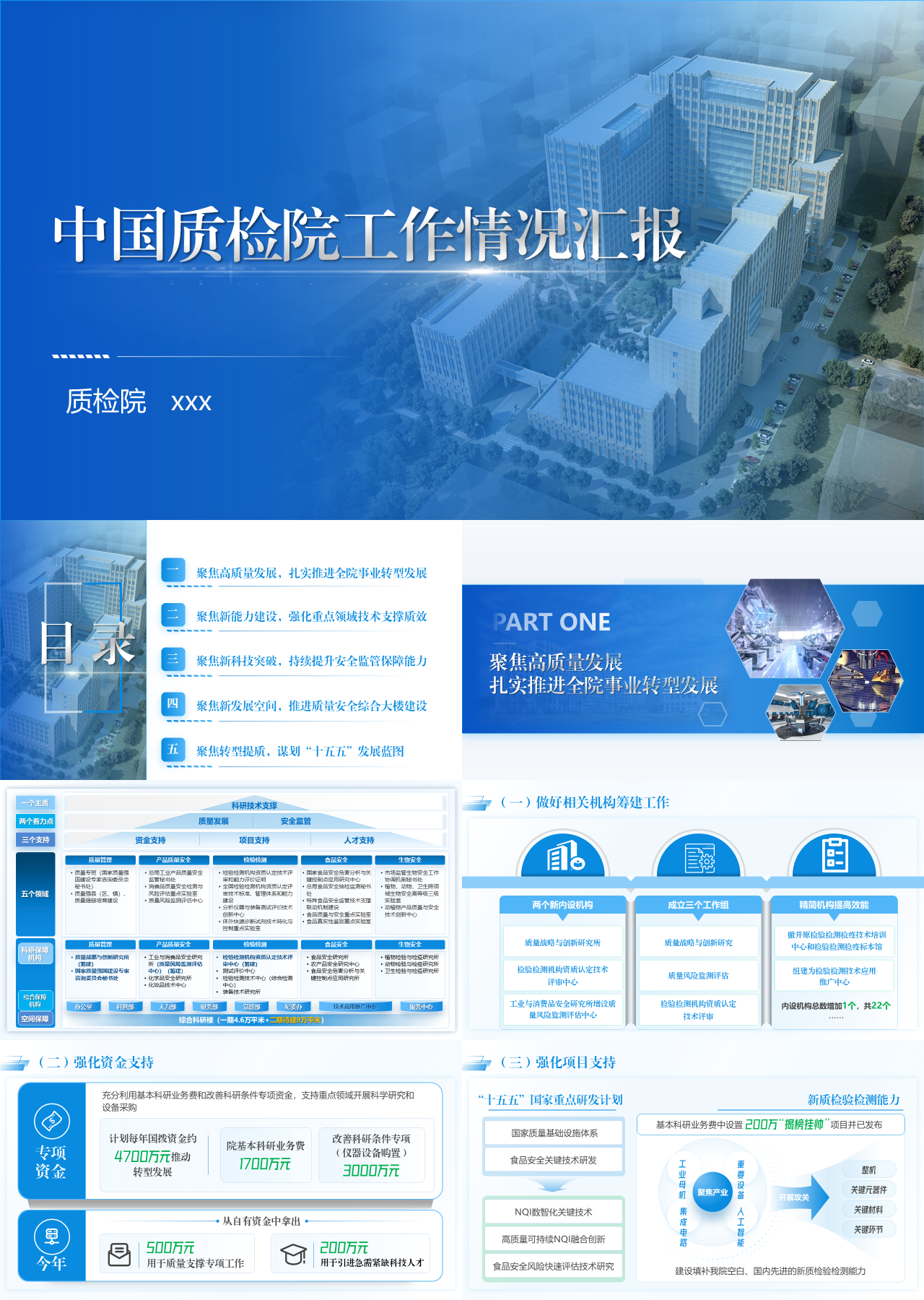 精美静态蓝色中国质检院工作情况汇报
