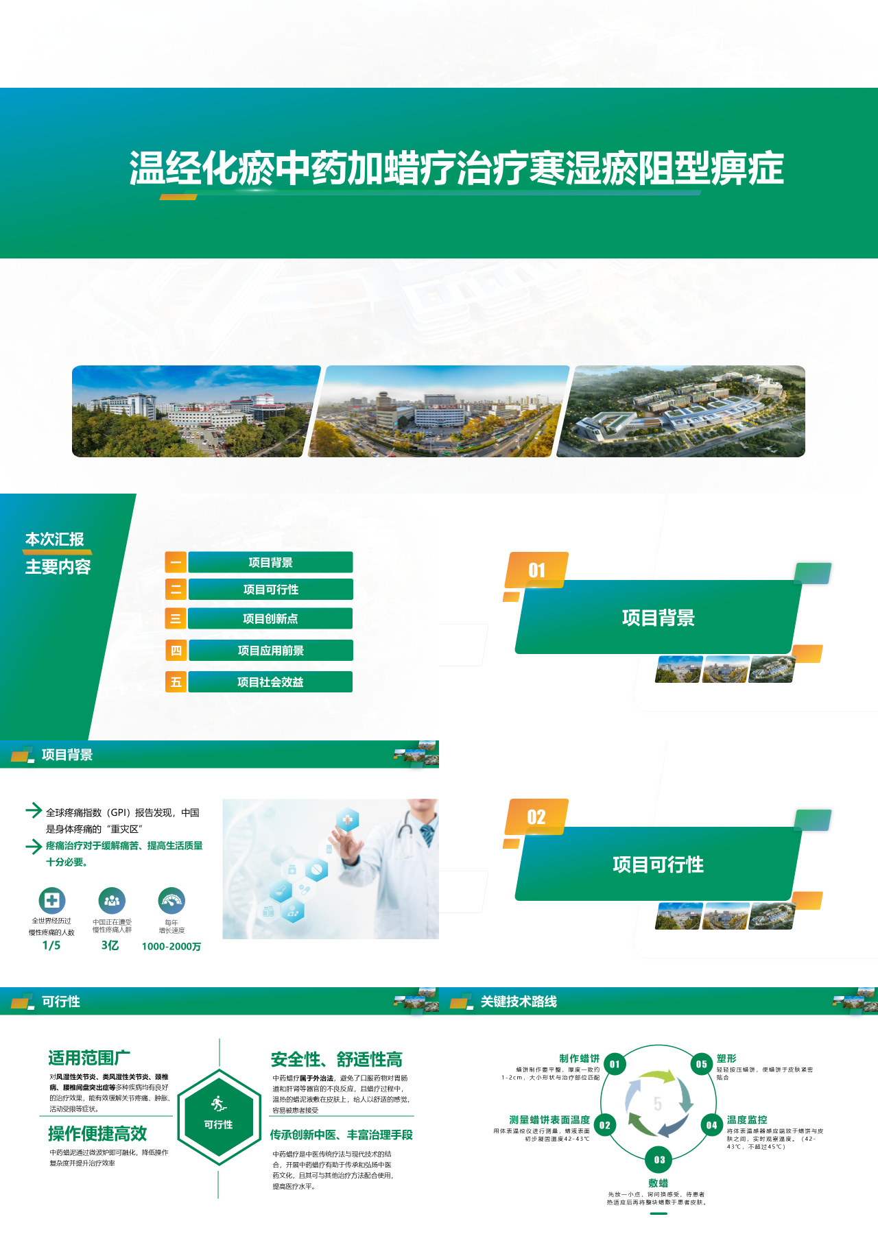 标准静态绿色工作汇报温经化瘀中药加蜡疗治疗寒湿瘀阻型痹症