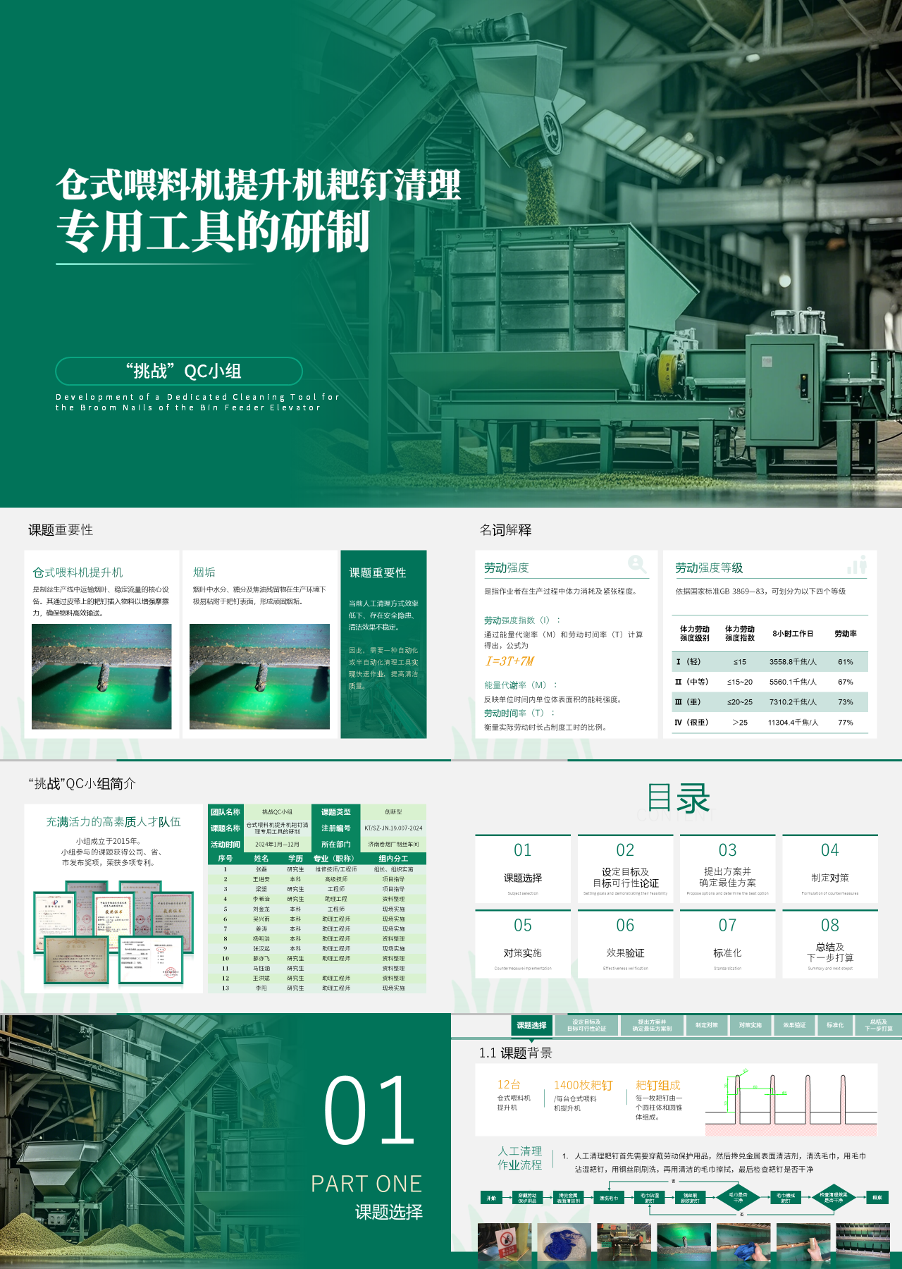 标准静态绿色QC课题仓式喂料机提升机耙钉清理