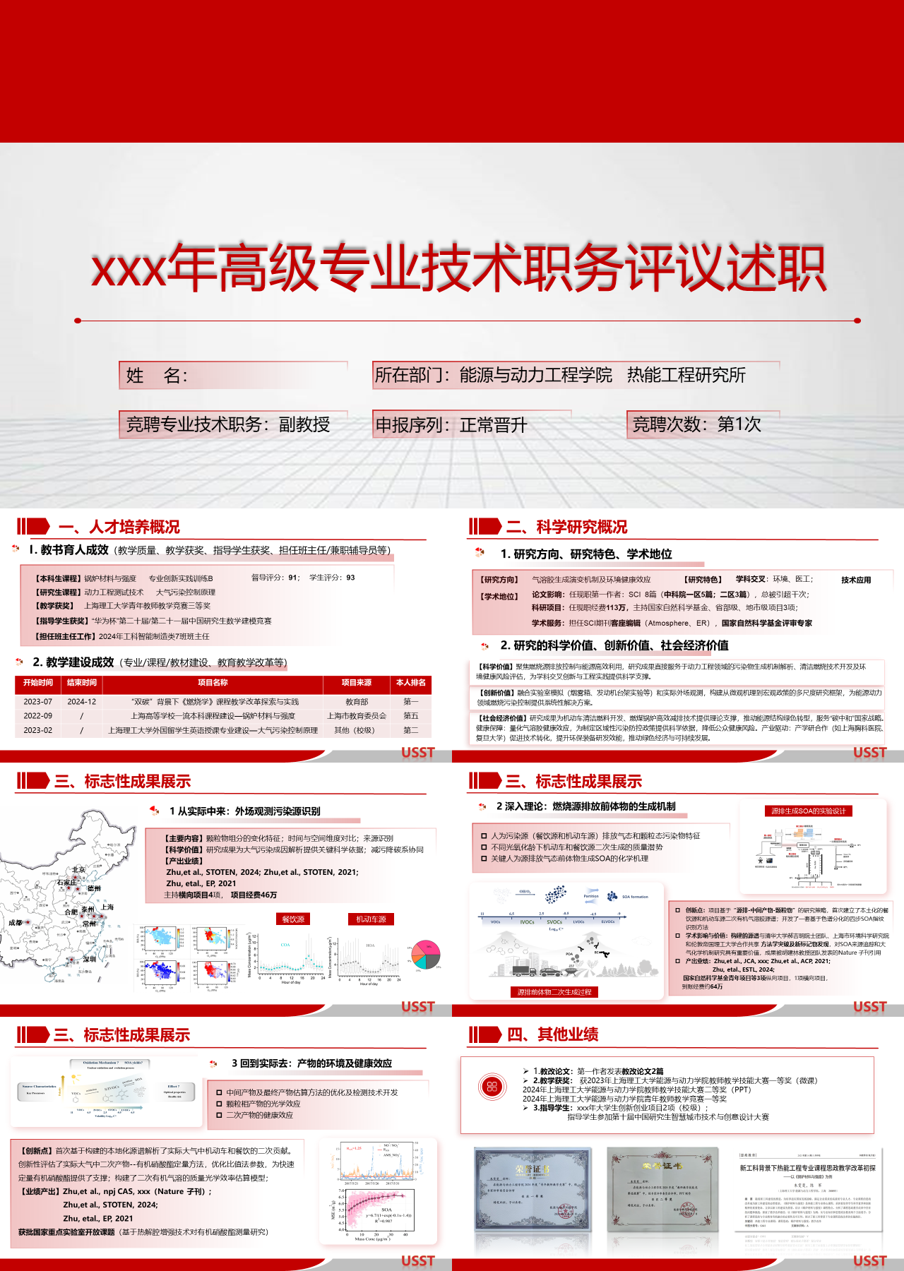 标准静态红色述职报告高级专业技术职务评议述职