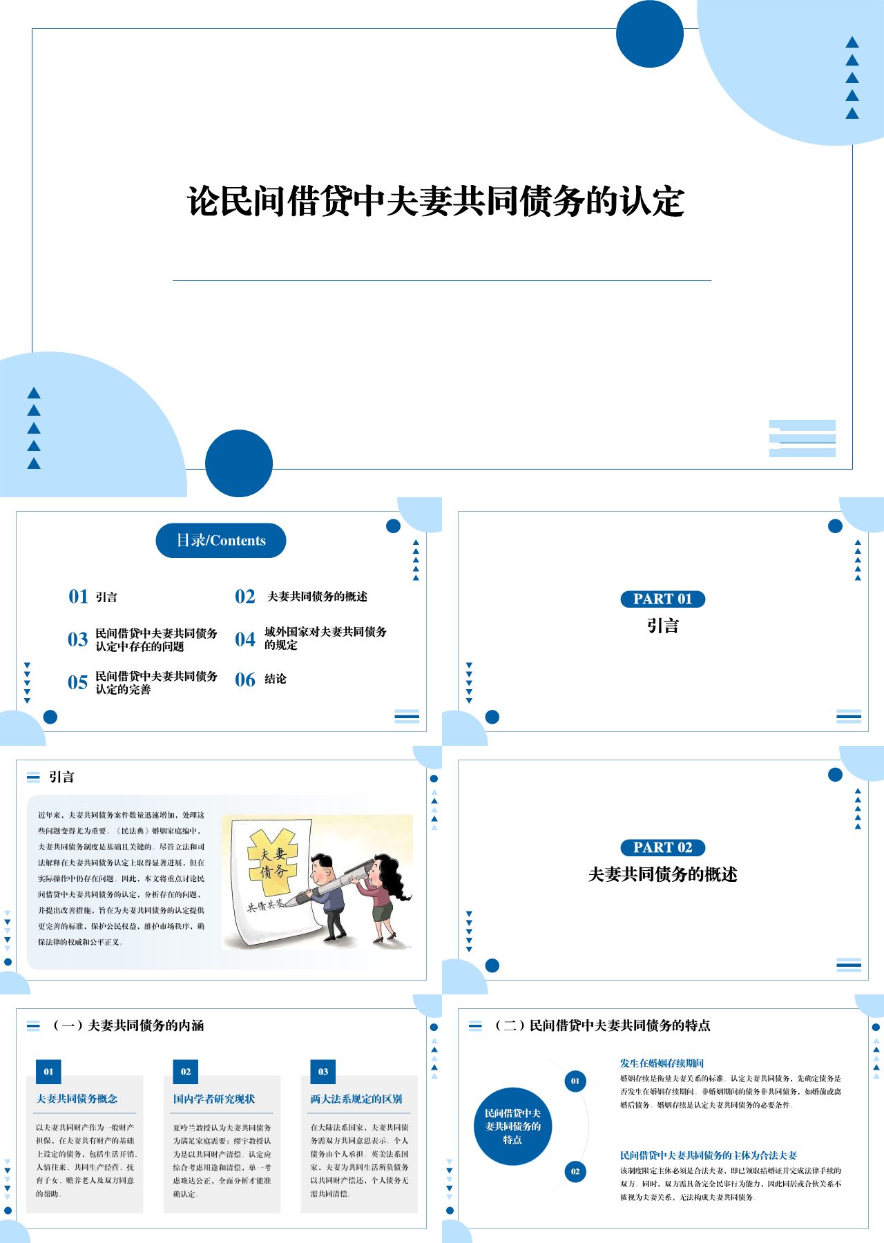 标准静态蓝色教育课件论民间借贷中夫妻共同债务的认定