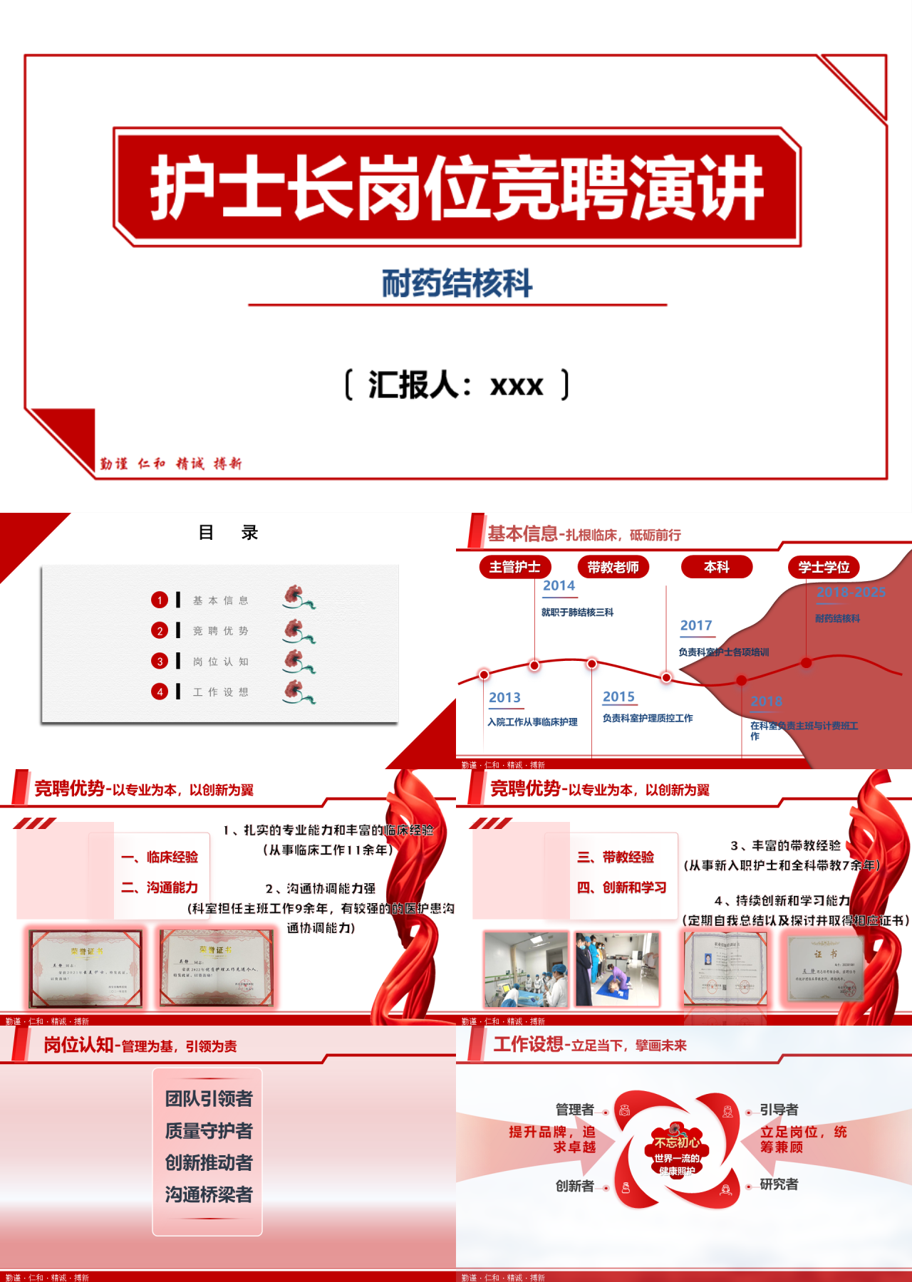 标准静态红色护士长岗位竞聘