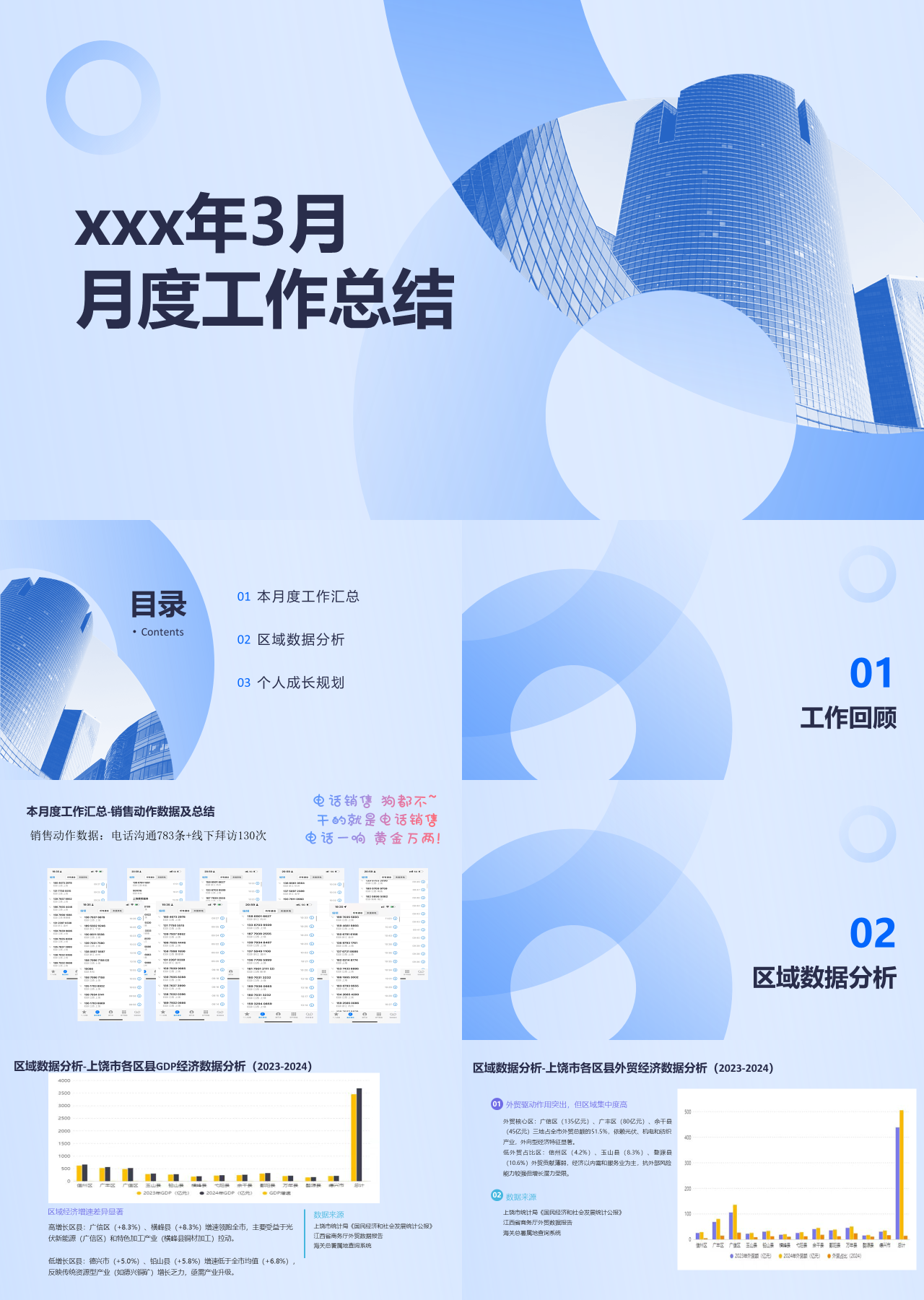 标准静态蓝色月度汇报