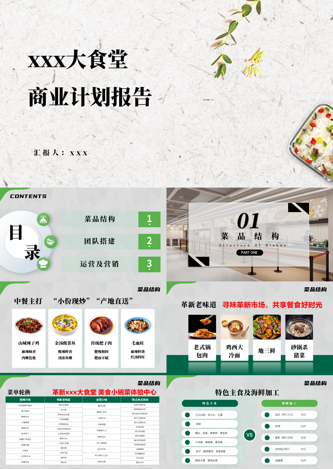 标准静态绿色商业计划书大食堂