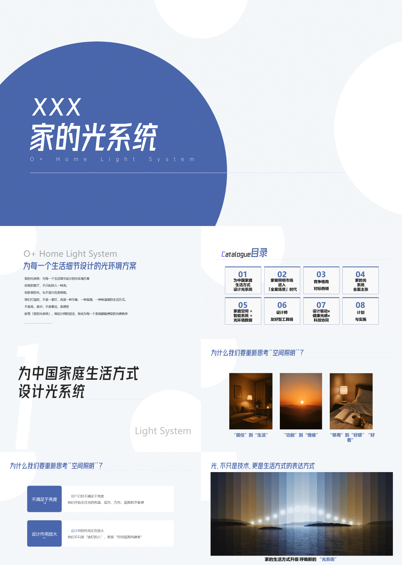 精美静态蓝色商业计划书家的光系统