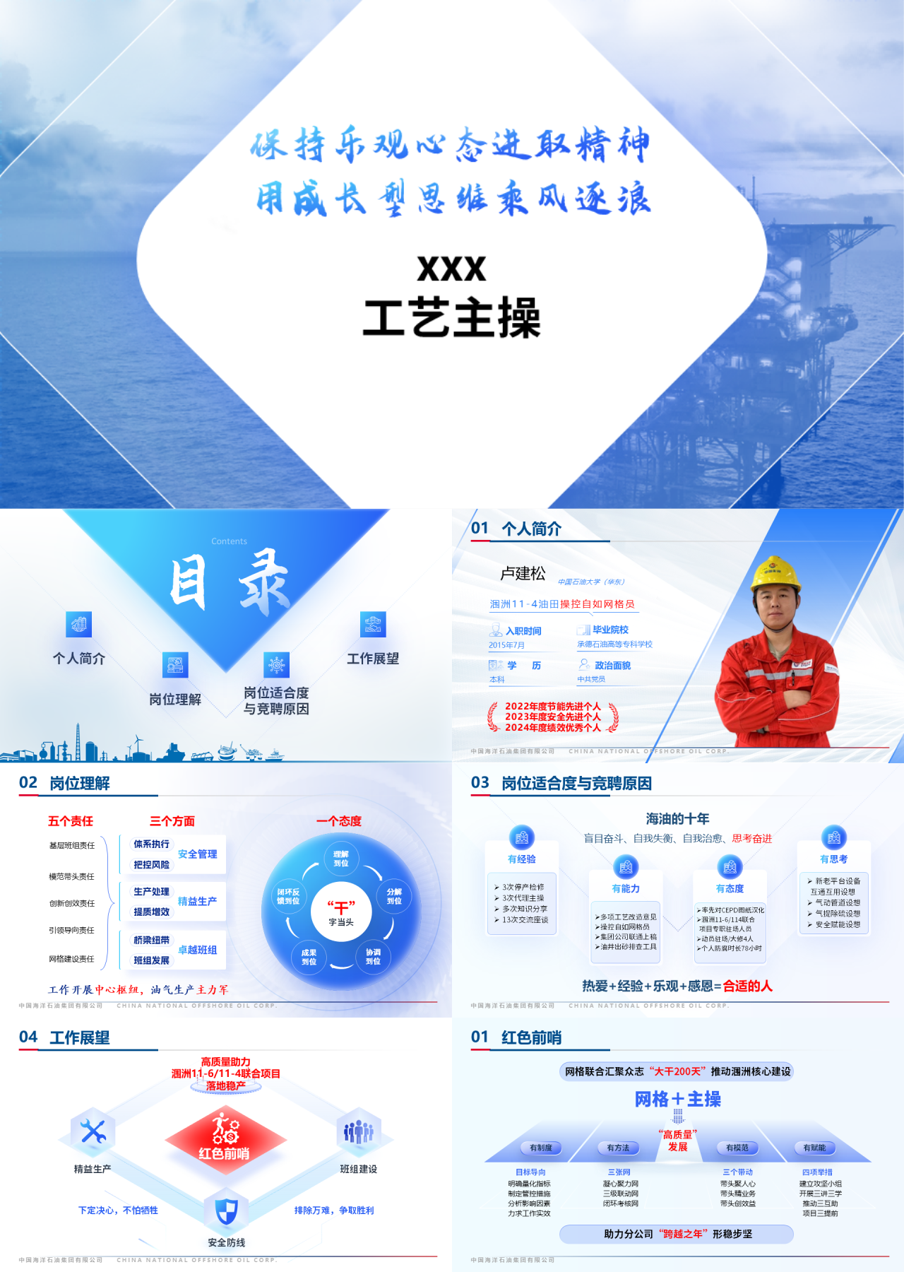高端静态蓝色自我介绍工艺主操