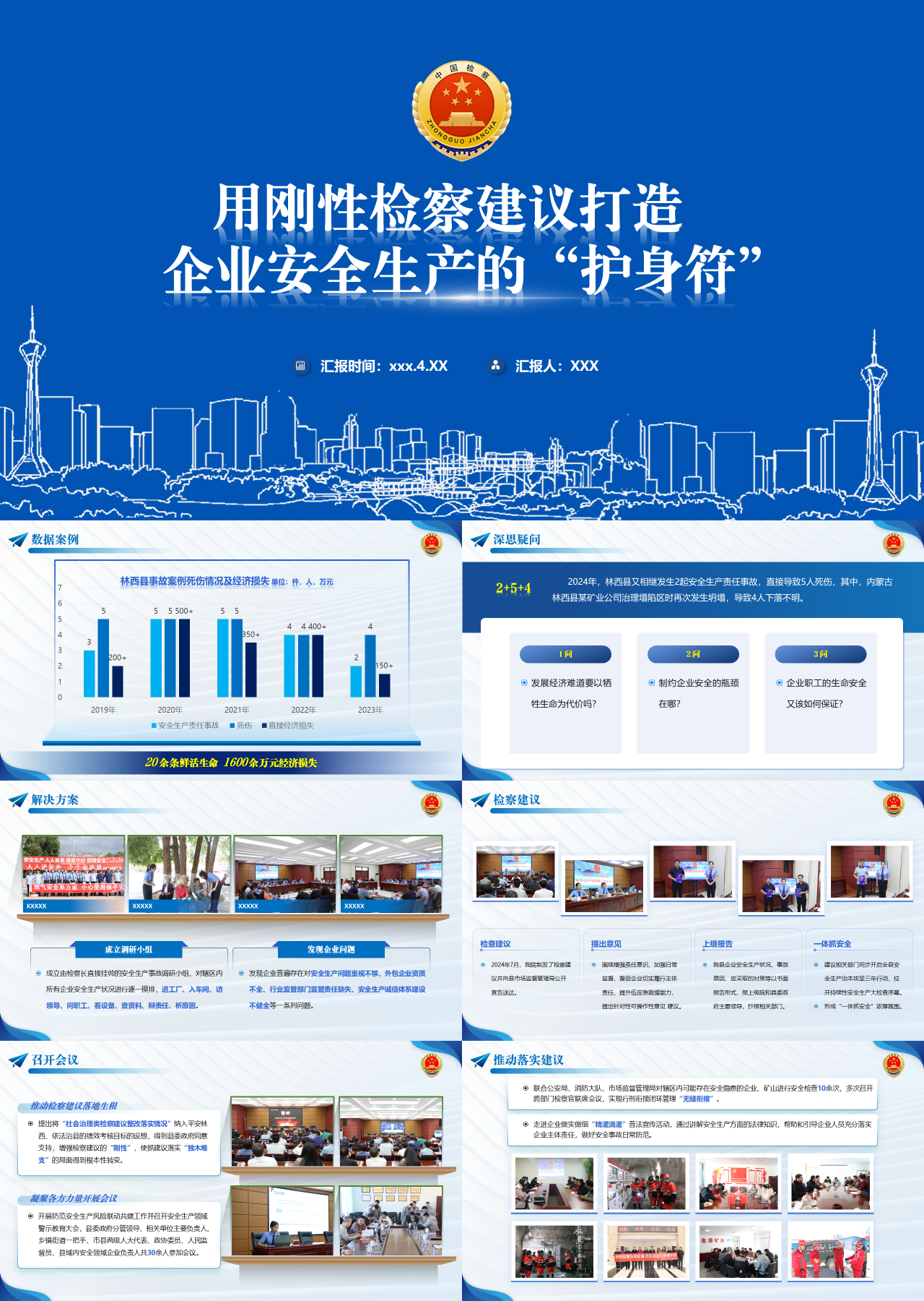 标准静态蓝色工作汇报用刚性检察建议打造企业安全生产